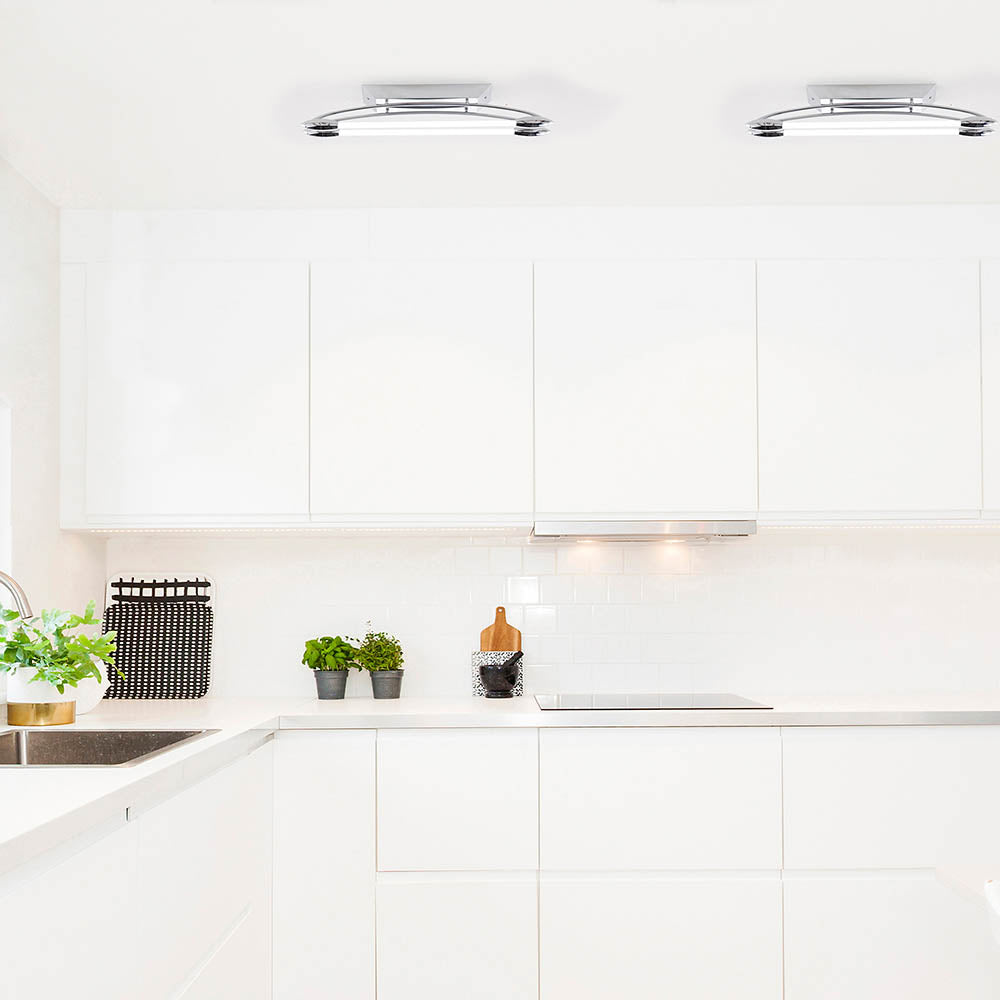 Endon Harper LED 2 Light Small Flush Fitting - Chrome Plate & Opal Glass
