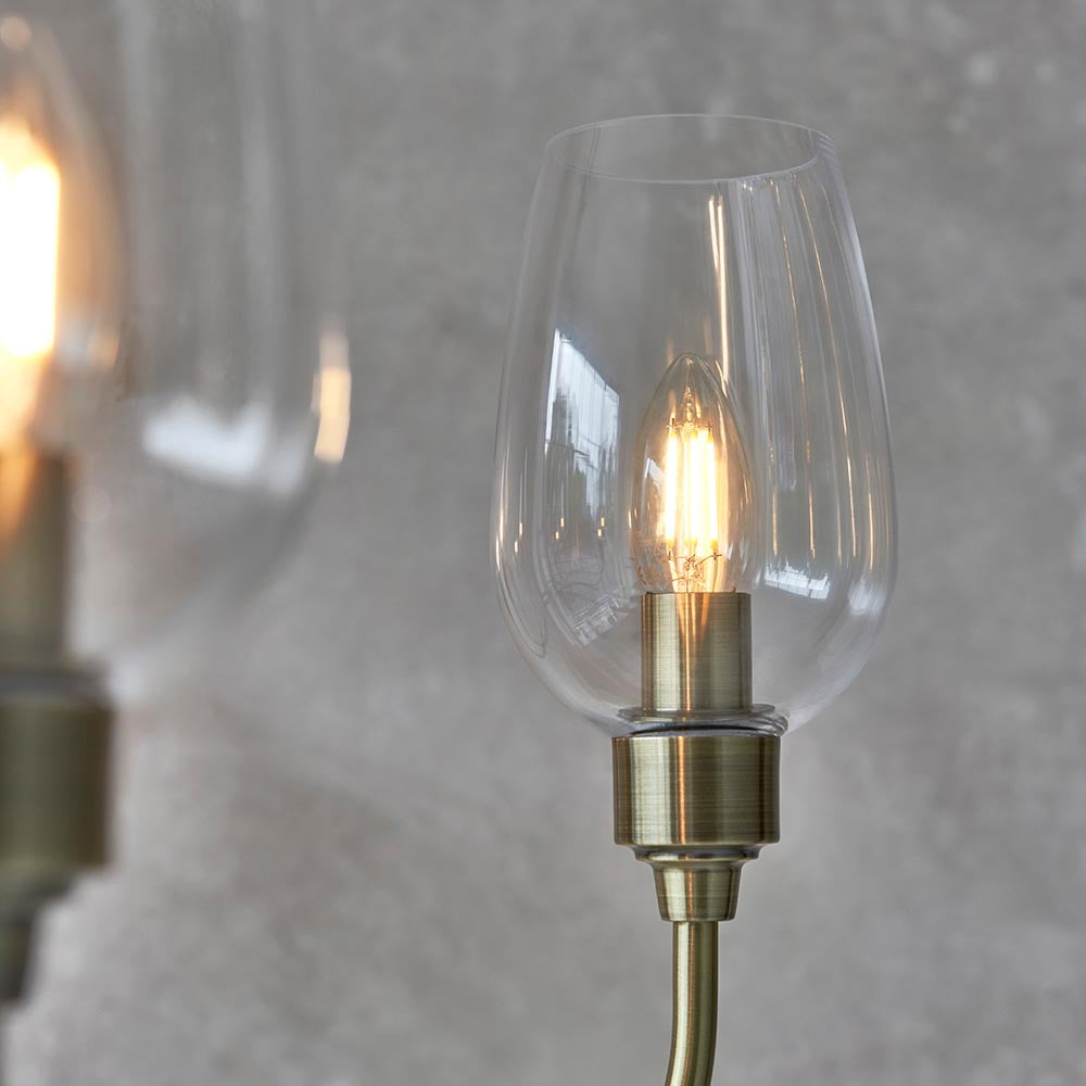 Utopia Walton 6 Light Pendant - Antique Brass Plate & Clear Glass