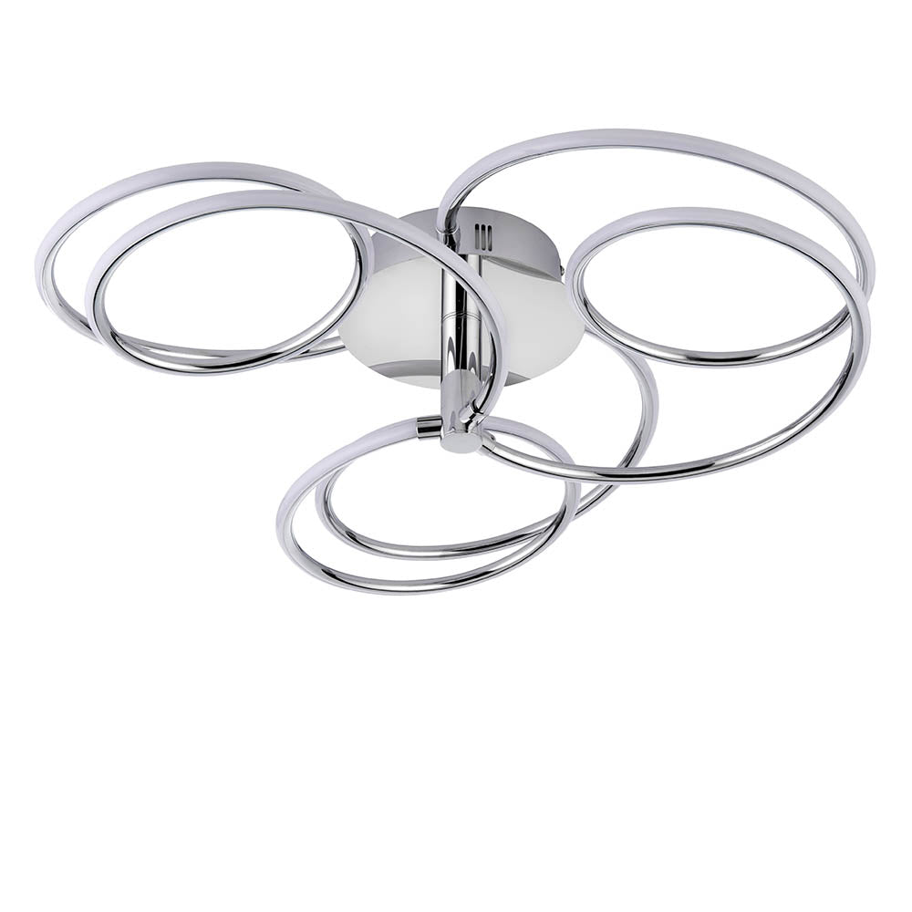 Endon Eterne 3 Light Semi Flush Fitting  - Chrome Plate & White Silicone