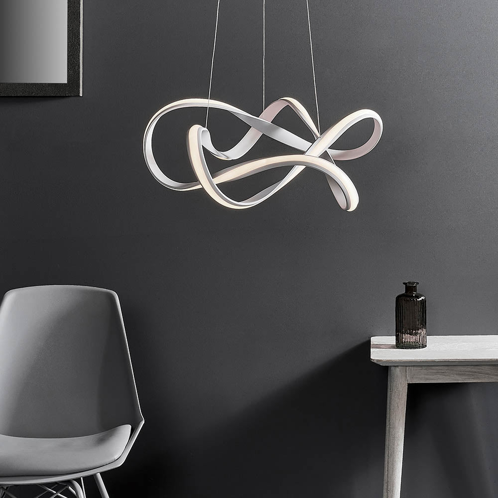 Endon Synergy Single Light Pendant - Textured White Paint & White Silicone