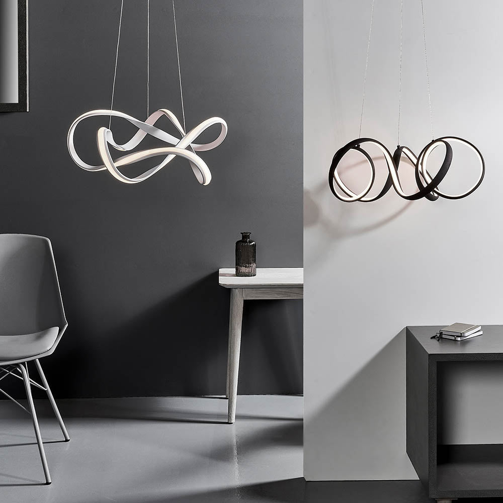 Endon Synergy Single Light Pendant - Textured White Paint & White Silicone