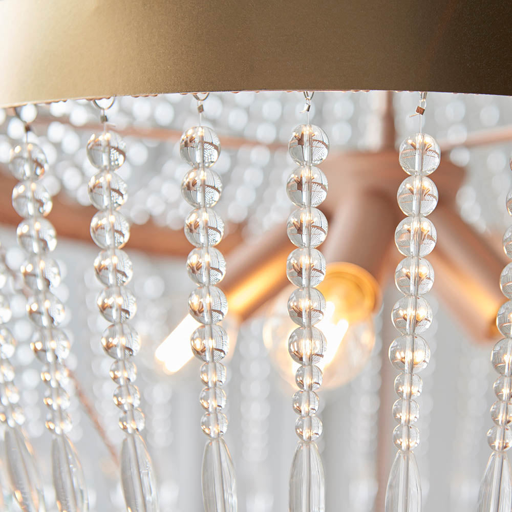 Endon Celine 5 Light Pendant - Rose Gold Paint & Clear Glass