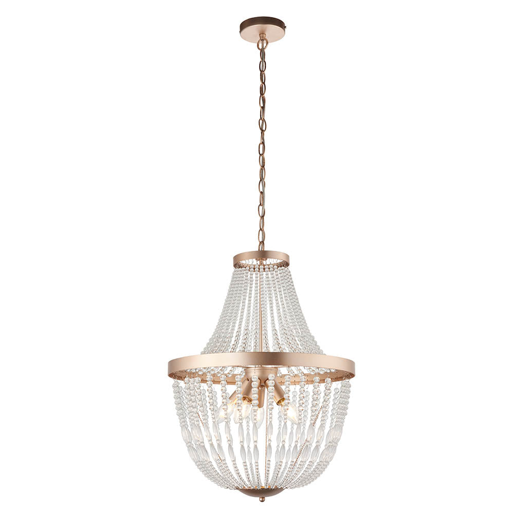Endon Celine 5 Light Pendant - Rose Gold Paint & Clear Glass