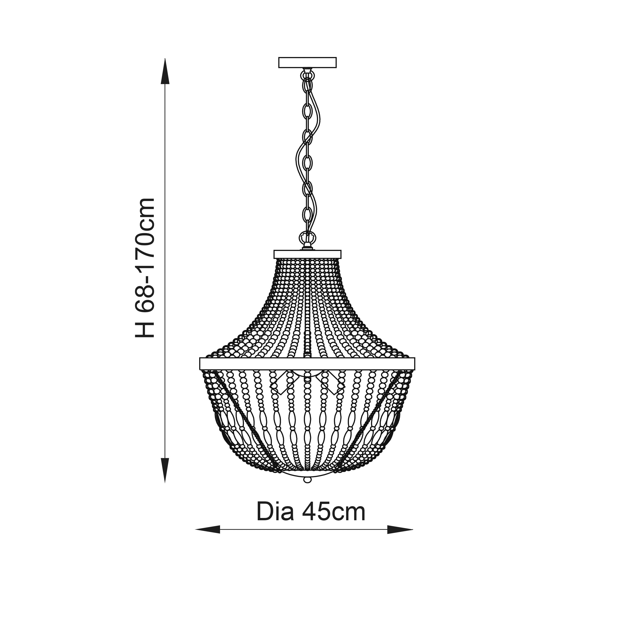 Endon Celine 5 Light Pendant - Rose Gold Paint & Clear Glass