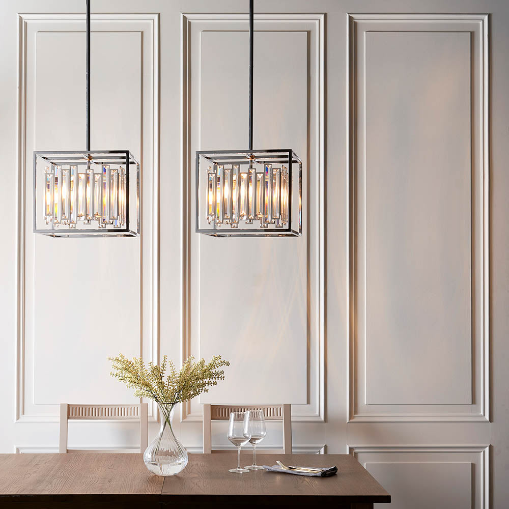 Endon Acadia 4 Light Pendant - Clear Crystal & Chrome Plate