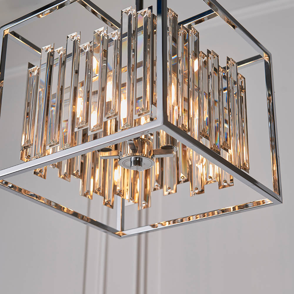 Endon Acadia 4 Light Pendant - Clear Crystal & Chrome Plate