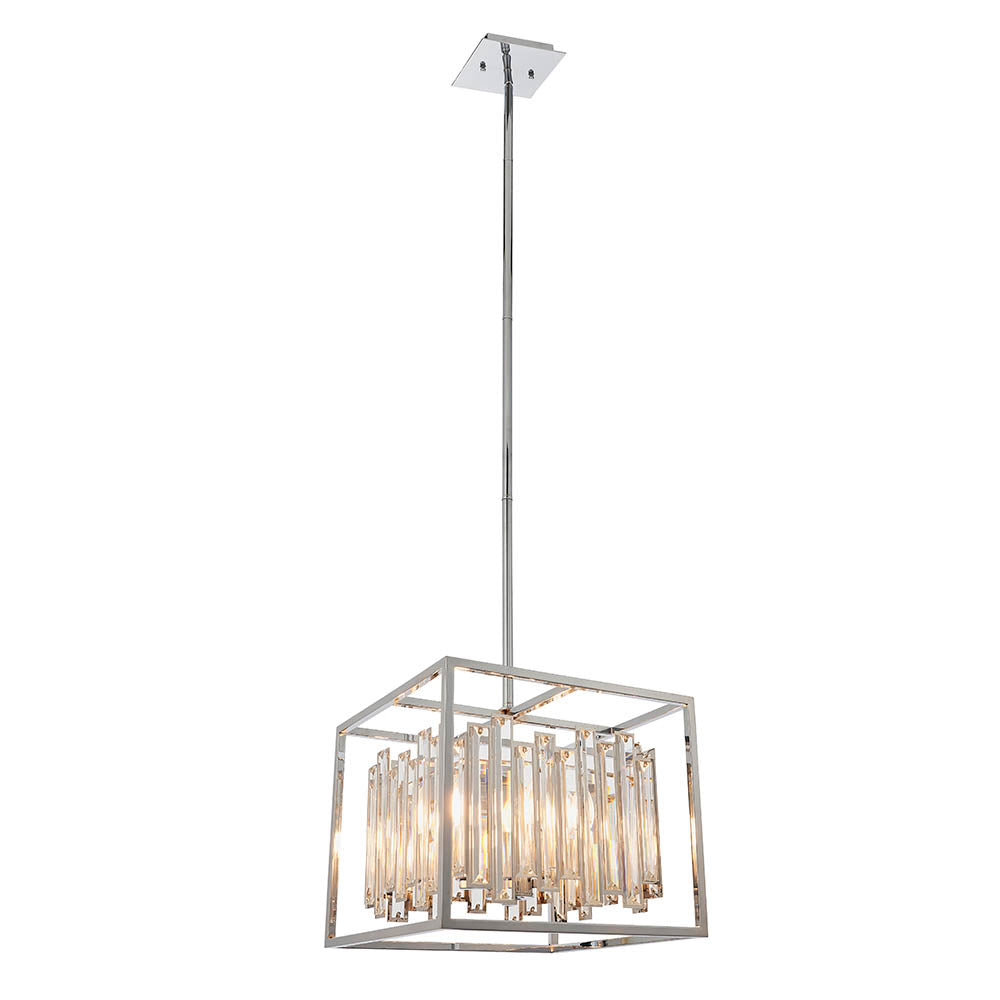 Endon Acadia 4 Light Pendant - Clear Crystal & Chrome Plate