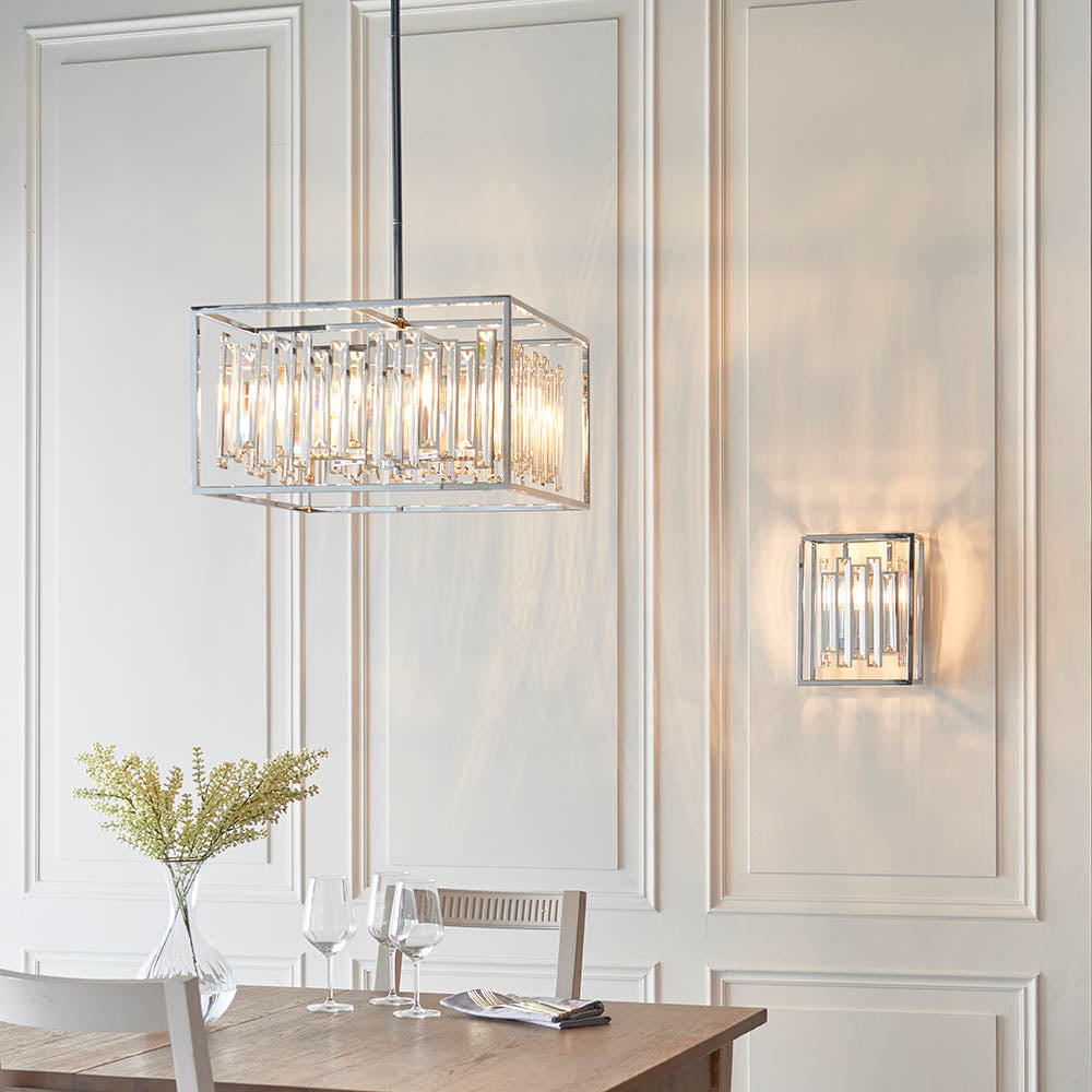 Endon Acadia 6 Light Pendant - Clear Crystal & Chrome Plate