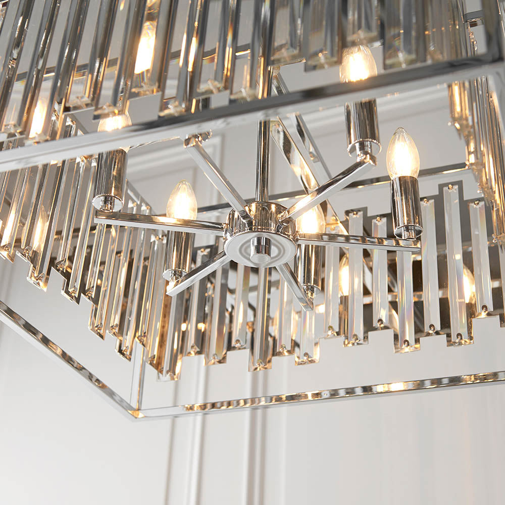 Endon Acadia 6 Light Pendant - Clear Crystal & Chrome Plate
