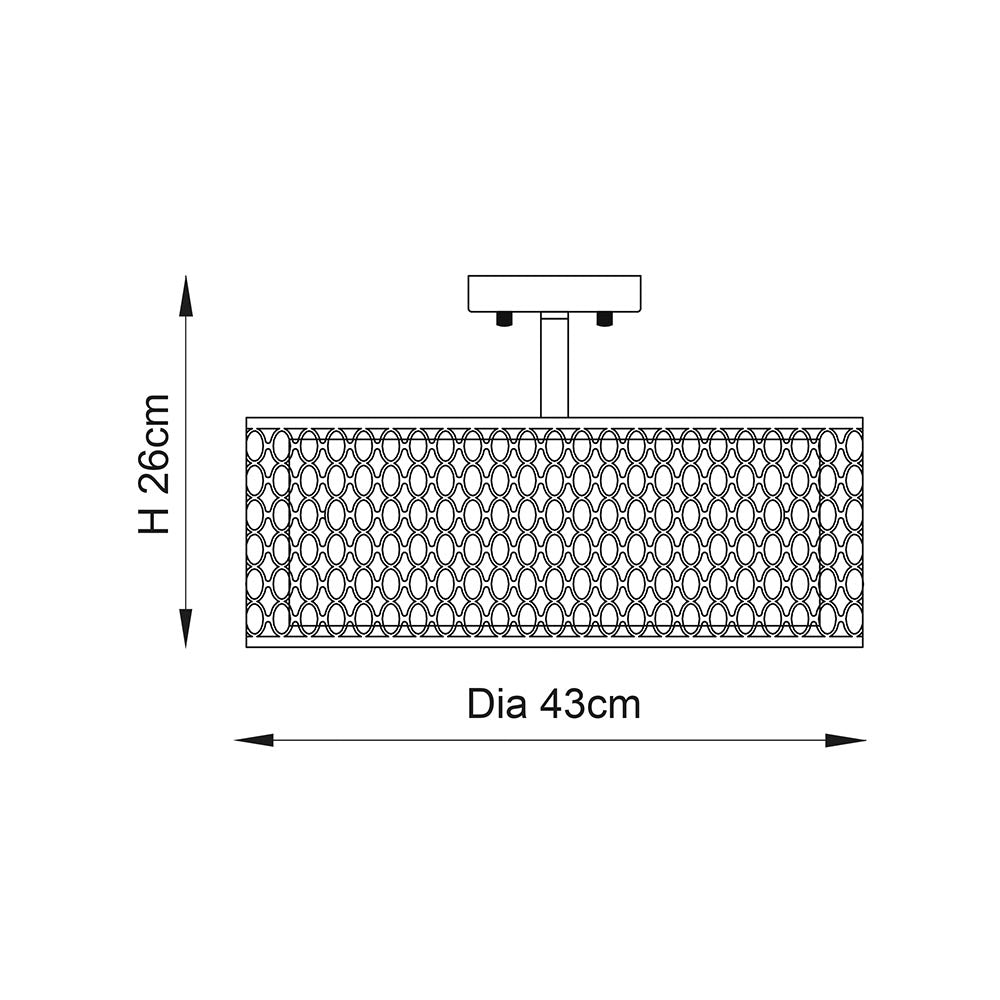 Endon Cordero 3 Light Flush Fitting - Satin Nickel Plate & White Fabric