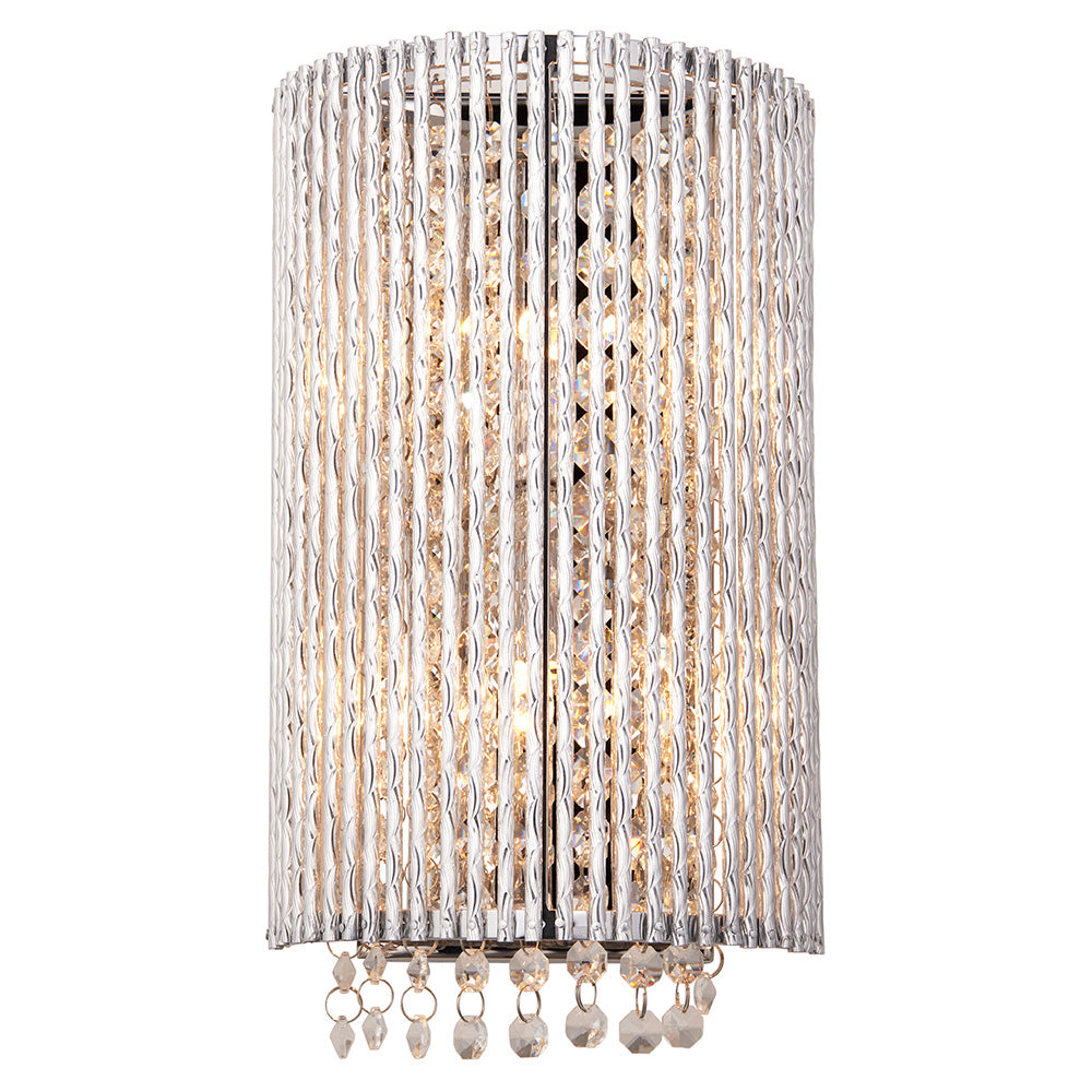 Endon Galina 2 Light Wall Light  - Chrome Plate & Clear Crystal