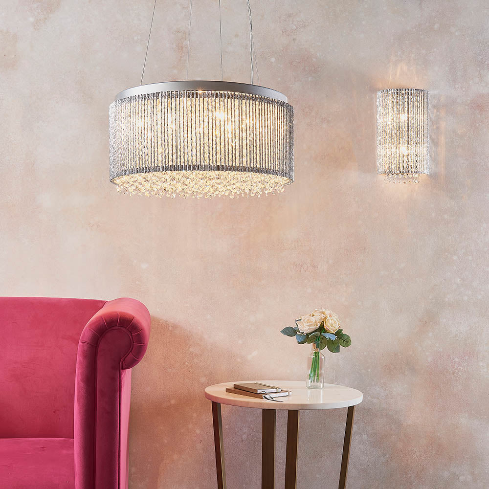 Endon Galina 2 Light Wall Light  - Chrome Plate & Clear Crystal