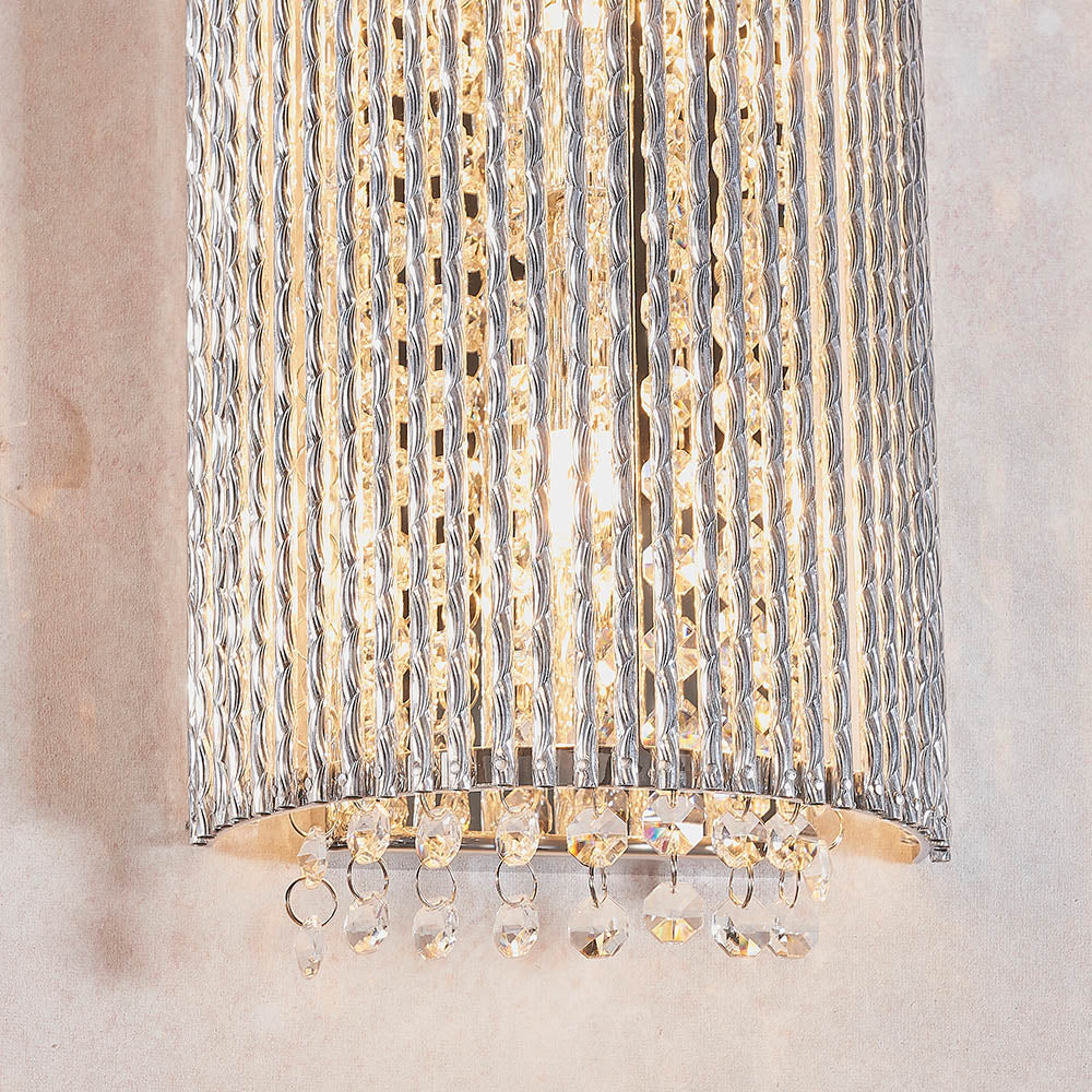 Endon Galina 2 Light Wall Light  - Chrome Plate & Clear Crystal
