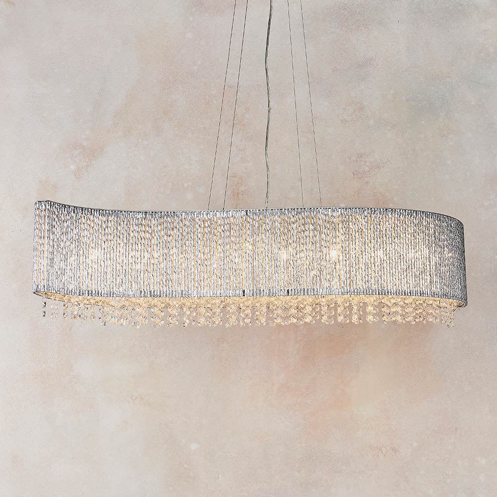 Endon Galina Linear 8 Light Pendant - Chrome Plate & Clear Crystal