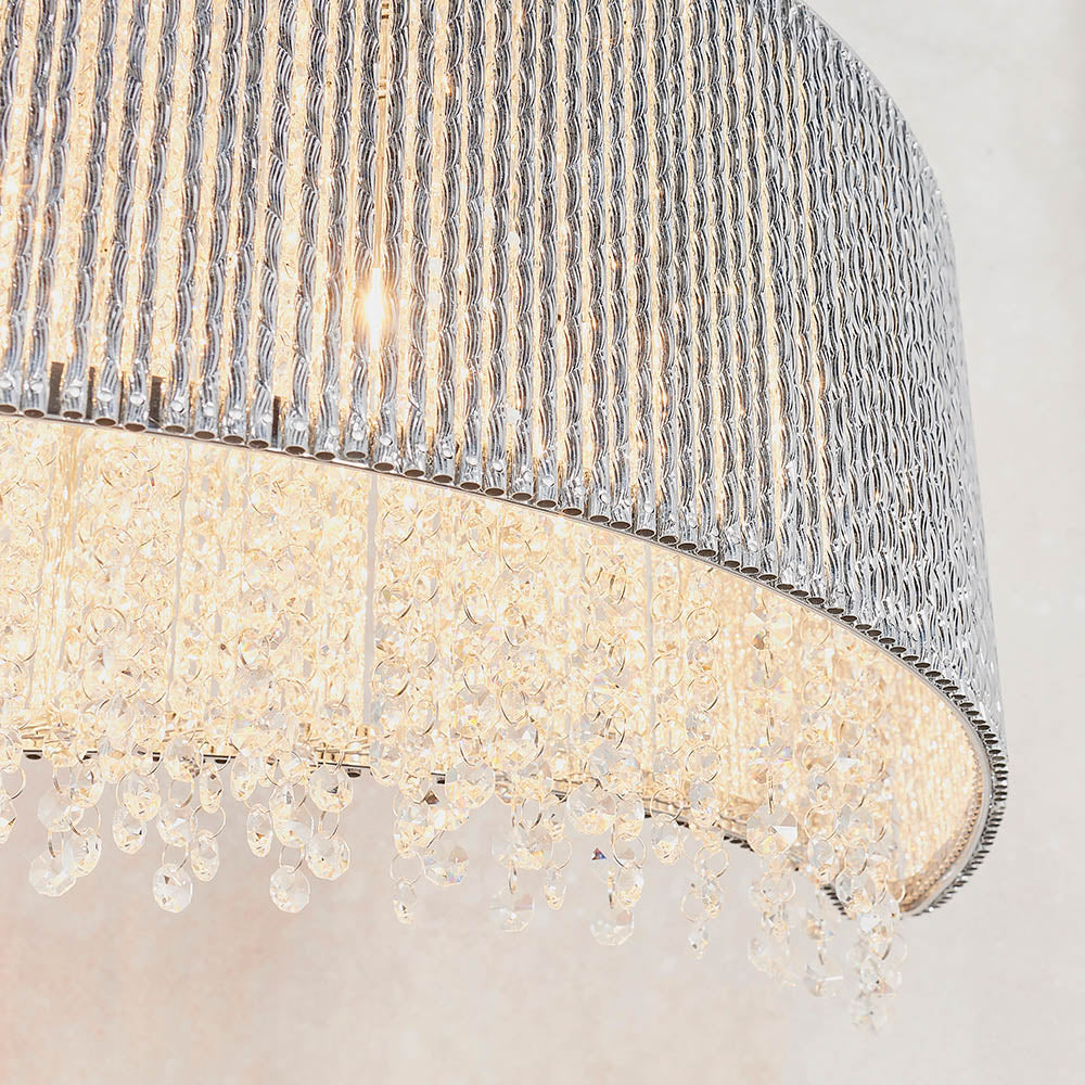 Endon Galina Linear 8 Light Pendant - Chrome Plate & Clear Crystal