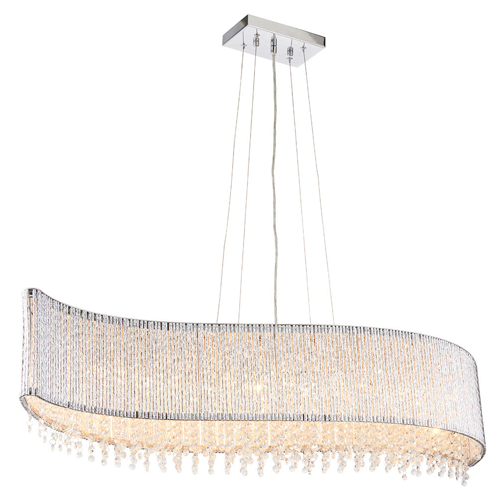 Endon Galina Linear 8 Light Pendant - Chrome Plate & Clear Crystal