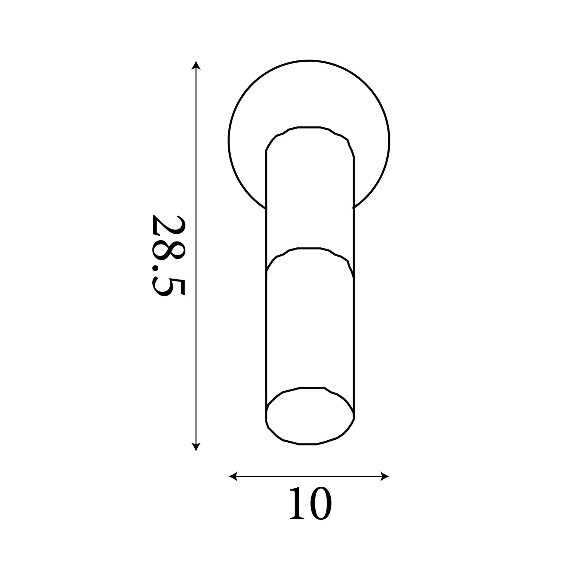 Technical line drawing of the Searchlight Merrygold wall light showing overall dimensions