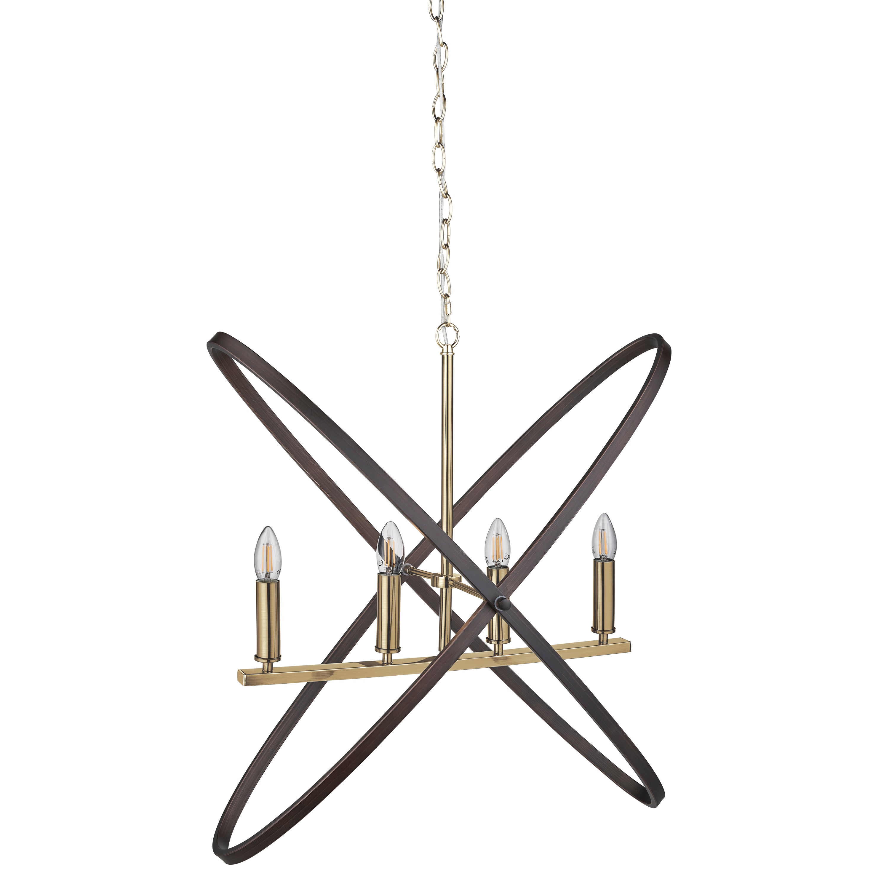 Searchlight Harding 4 Light Pendant, Bronze