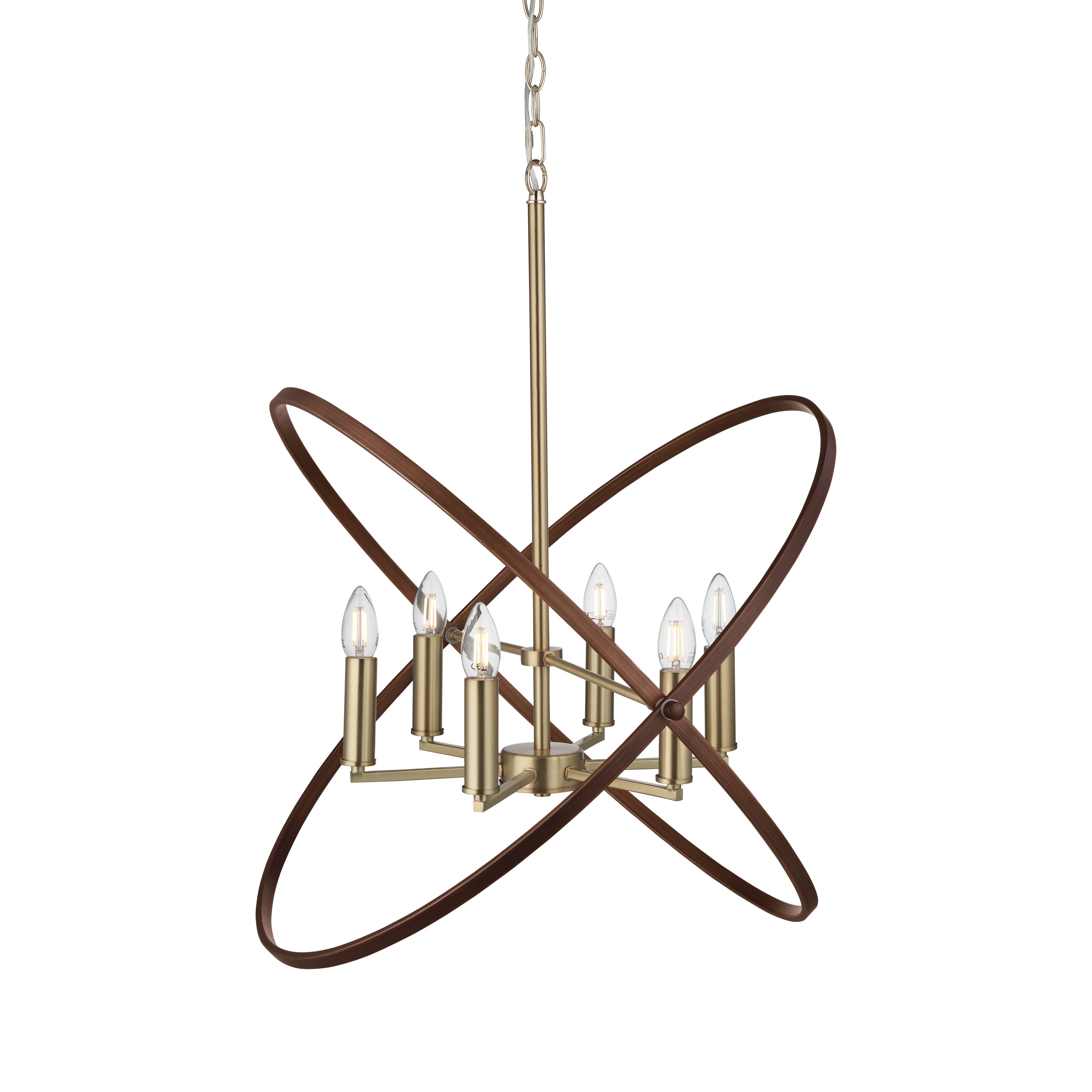 Searchlight Harding 6 Light Pendant, Bronze