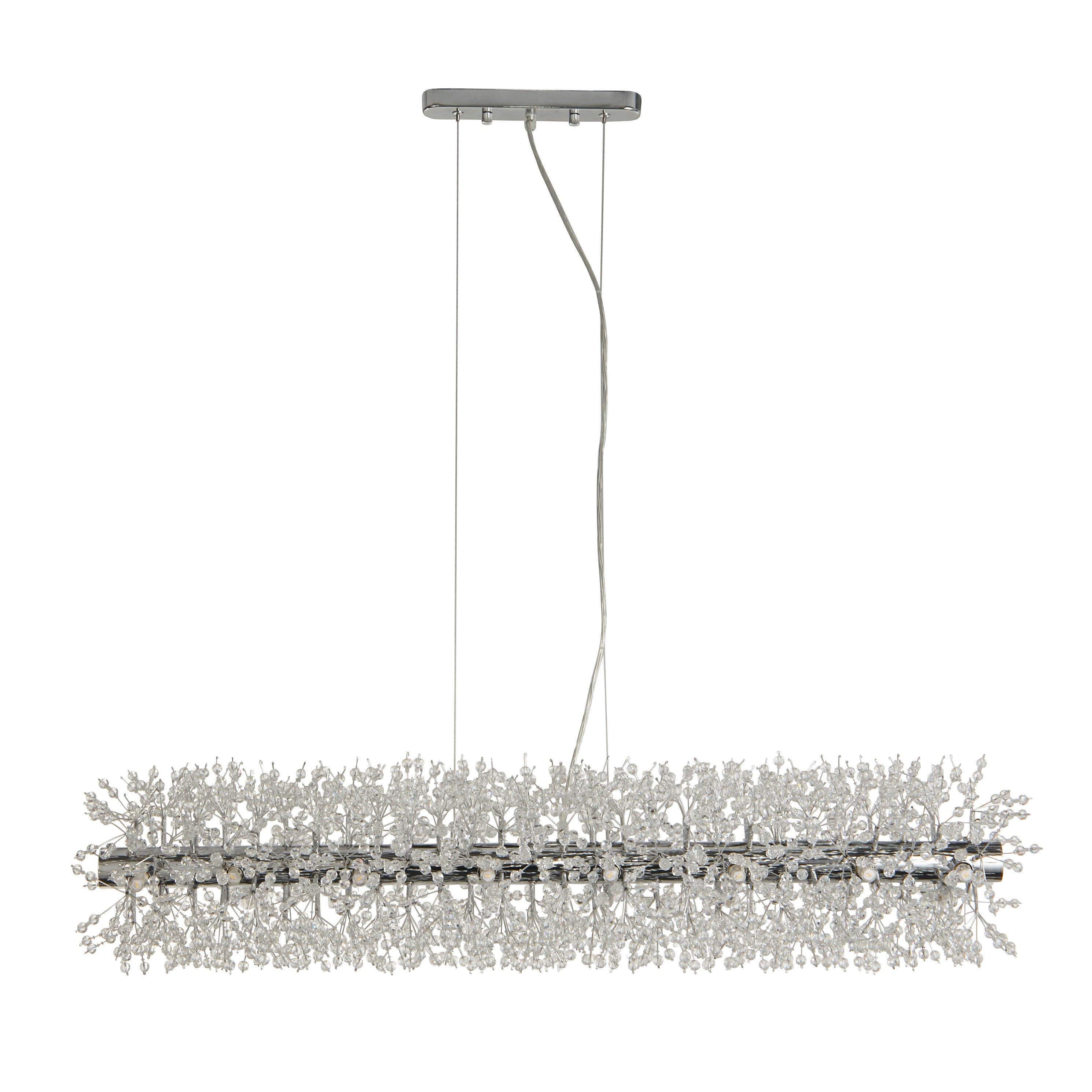 Searchlight Stevenson 16 Light Bar Pendant - Chrome & Glass Beads