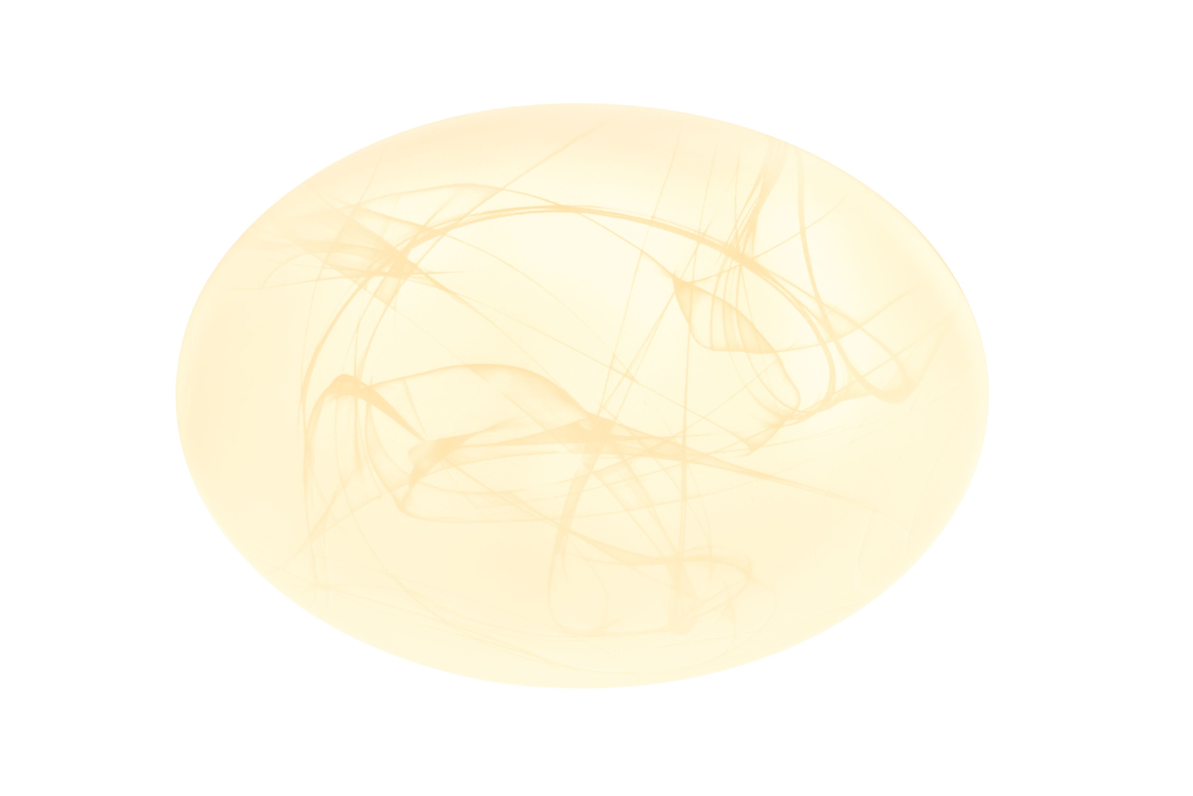 Searchlight Maya LED flush ceiling light in white acrylic, 40cm dome lit warm and showing soft marbled swirl detailing