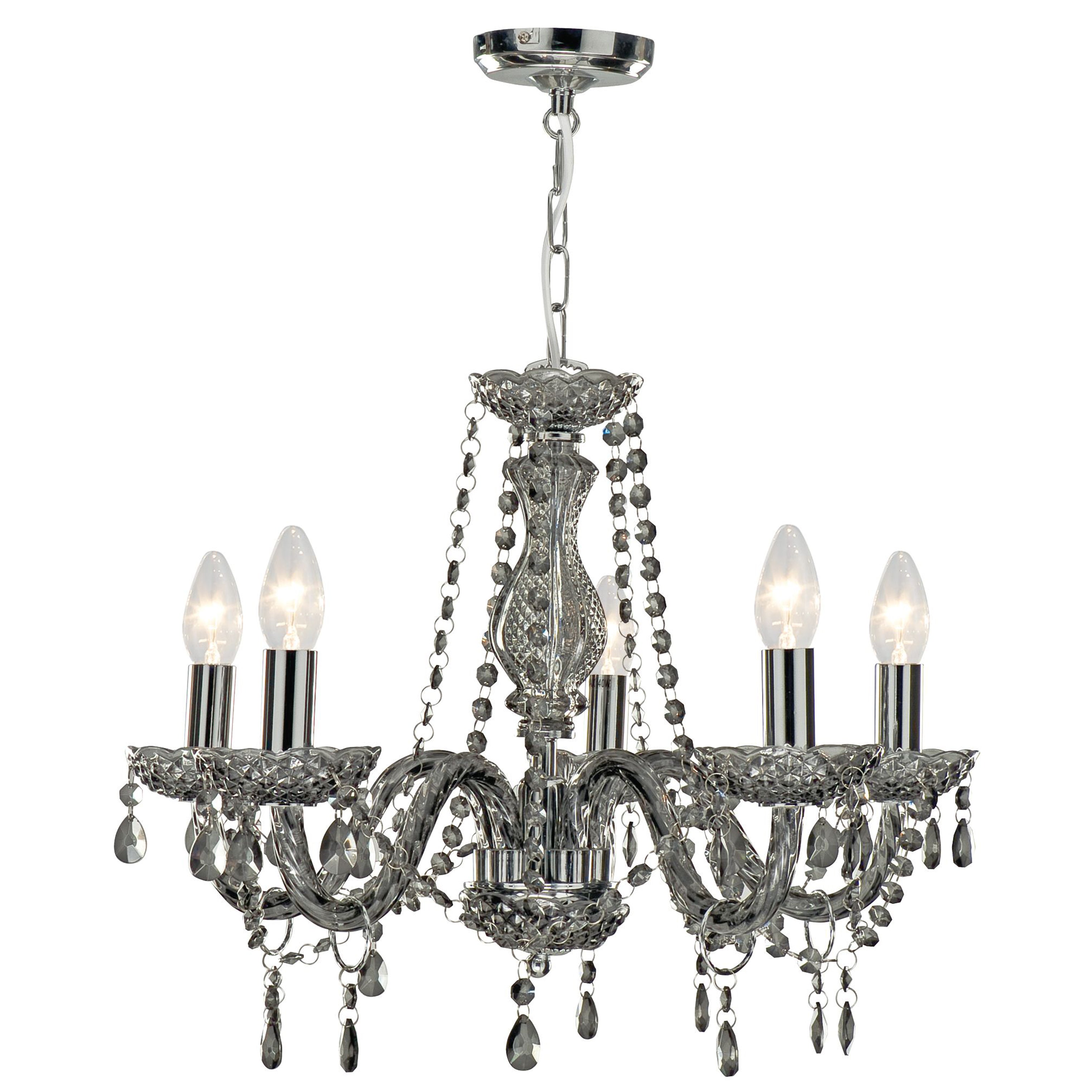 Searchlight Maple 5 Light Pendant - Smoked Grey Glass