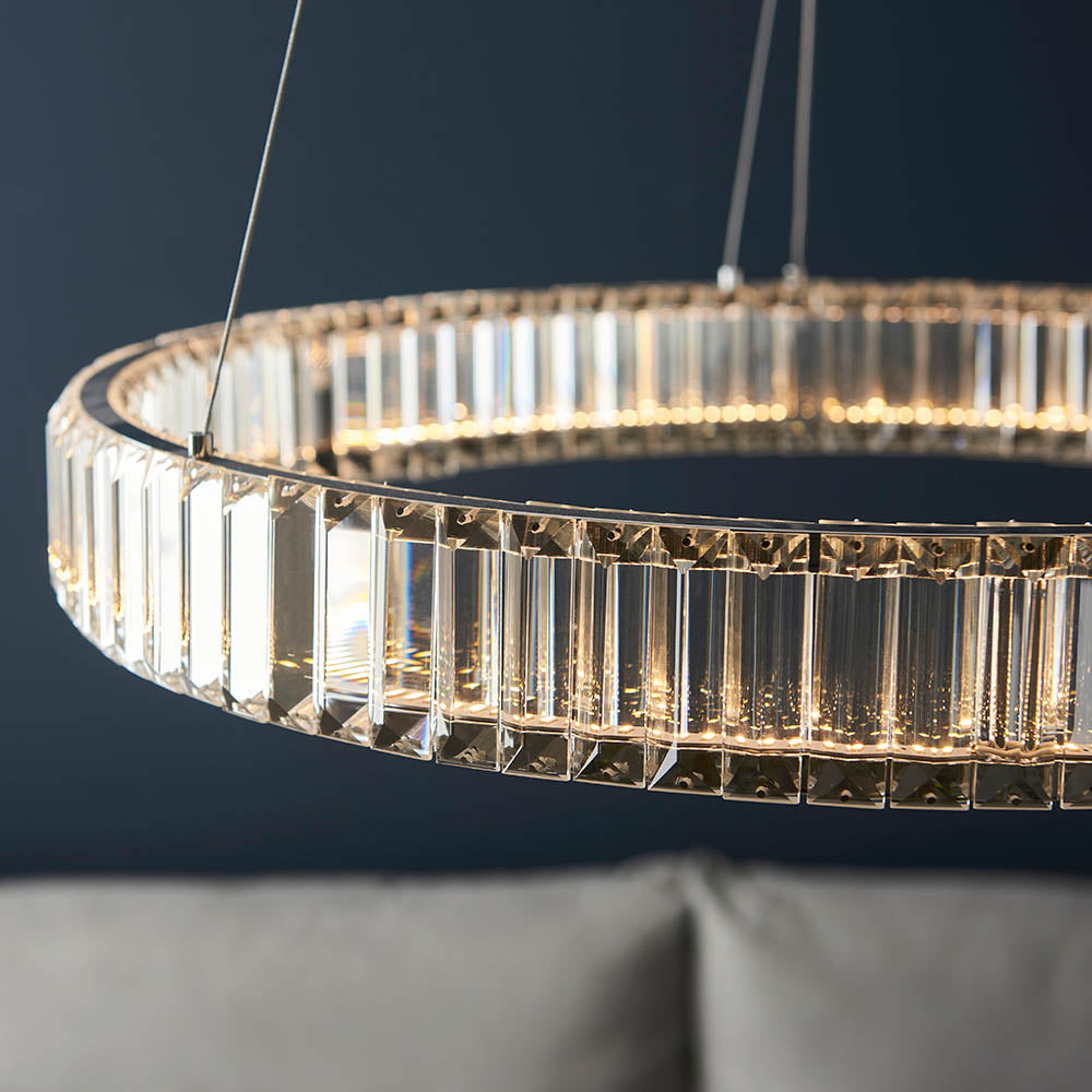 Utopia Sabo LED Ring Pendant - Clear Crystal Glass