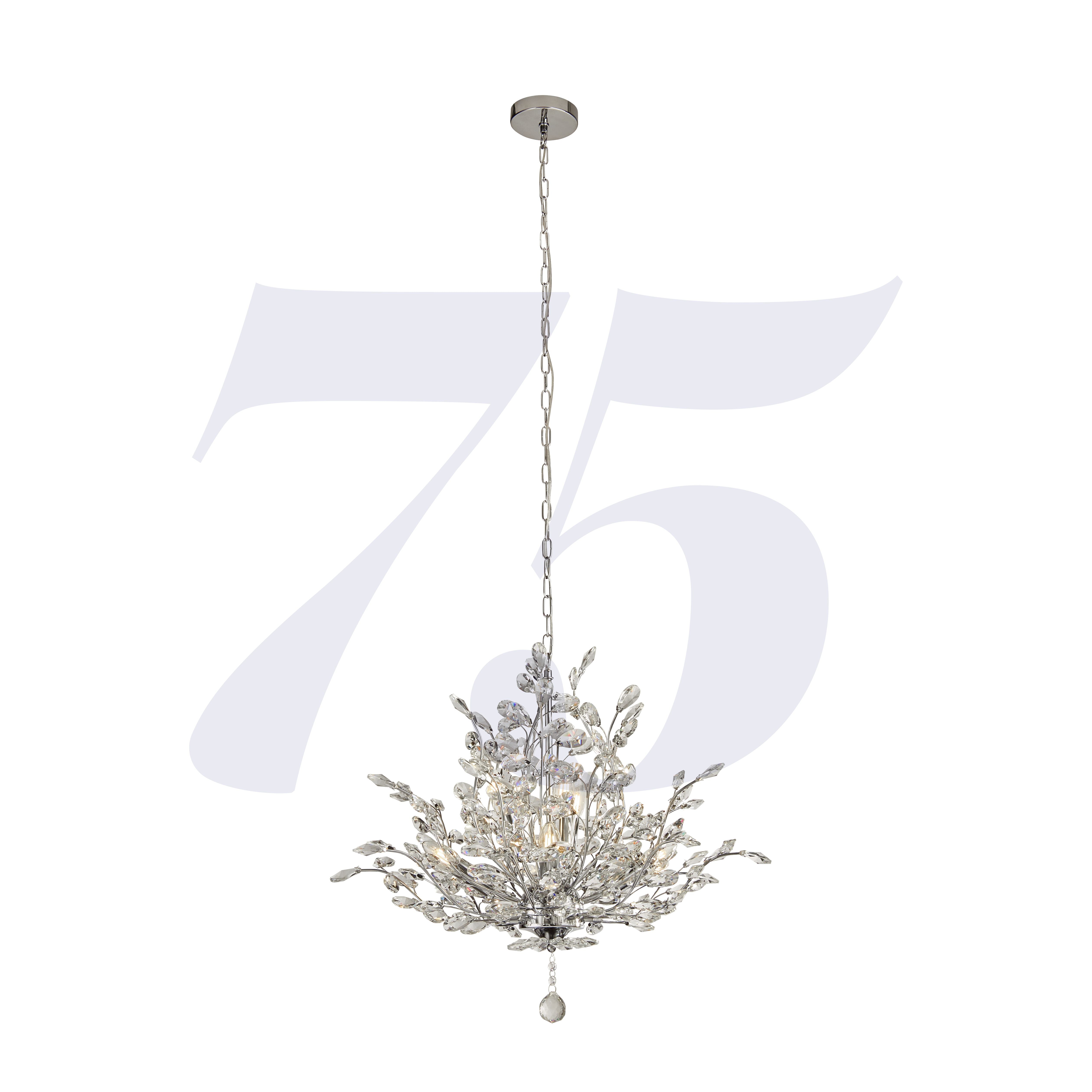 Searchlight Byford 7 Light Ceiling Pendant - Chrome & Crystal Glass