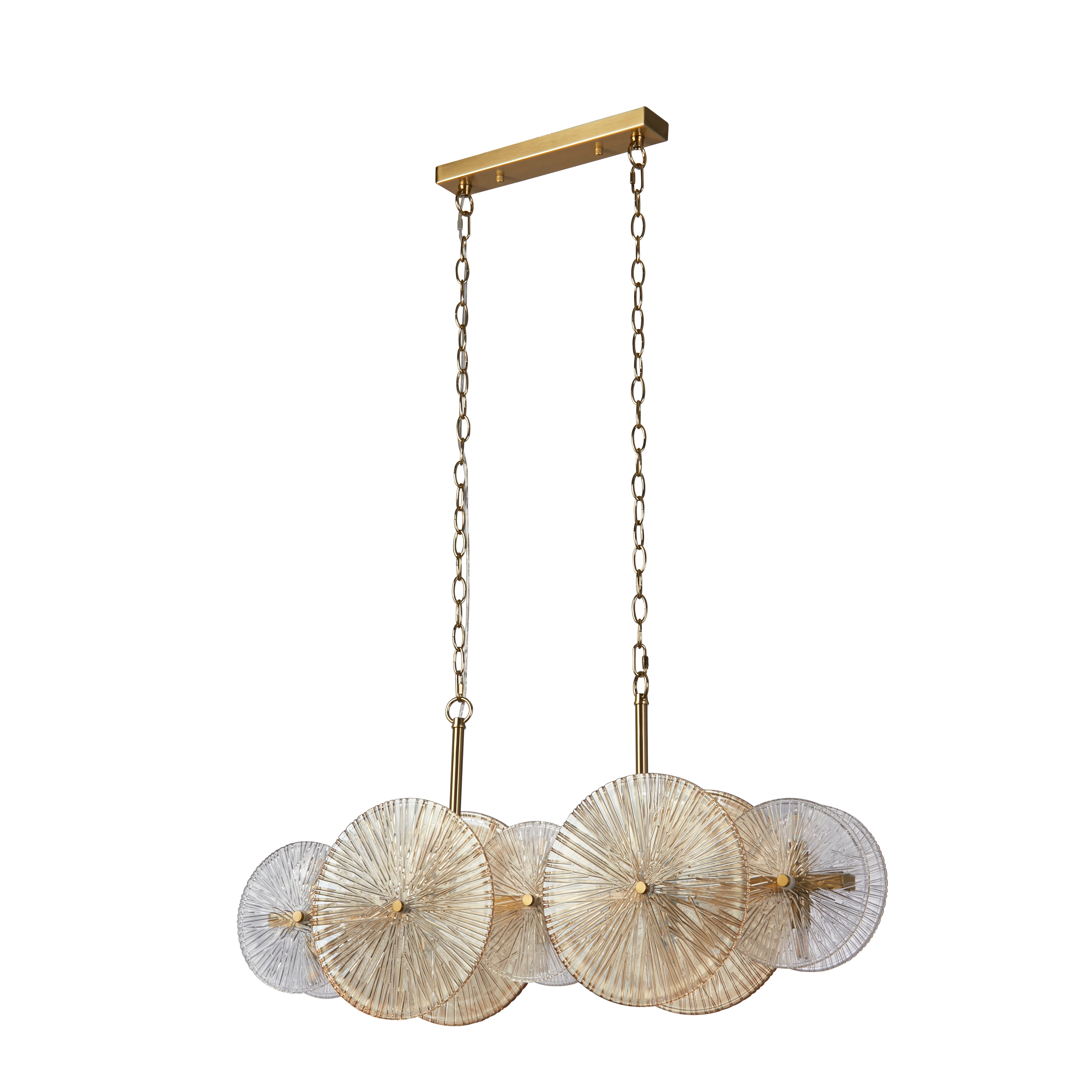 Searchlight Woodbine 10 Light Bar Pendant - Bronze, Clear & Amber Glass