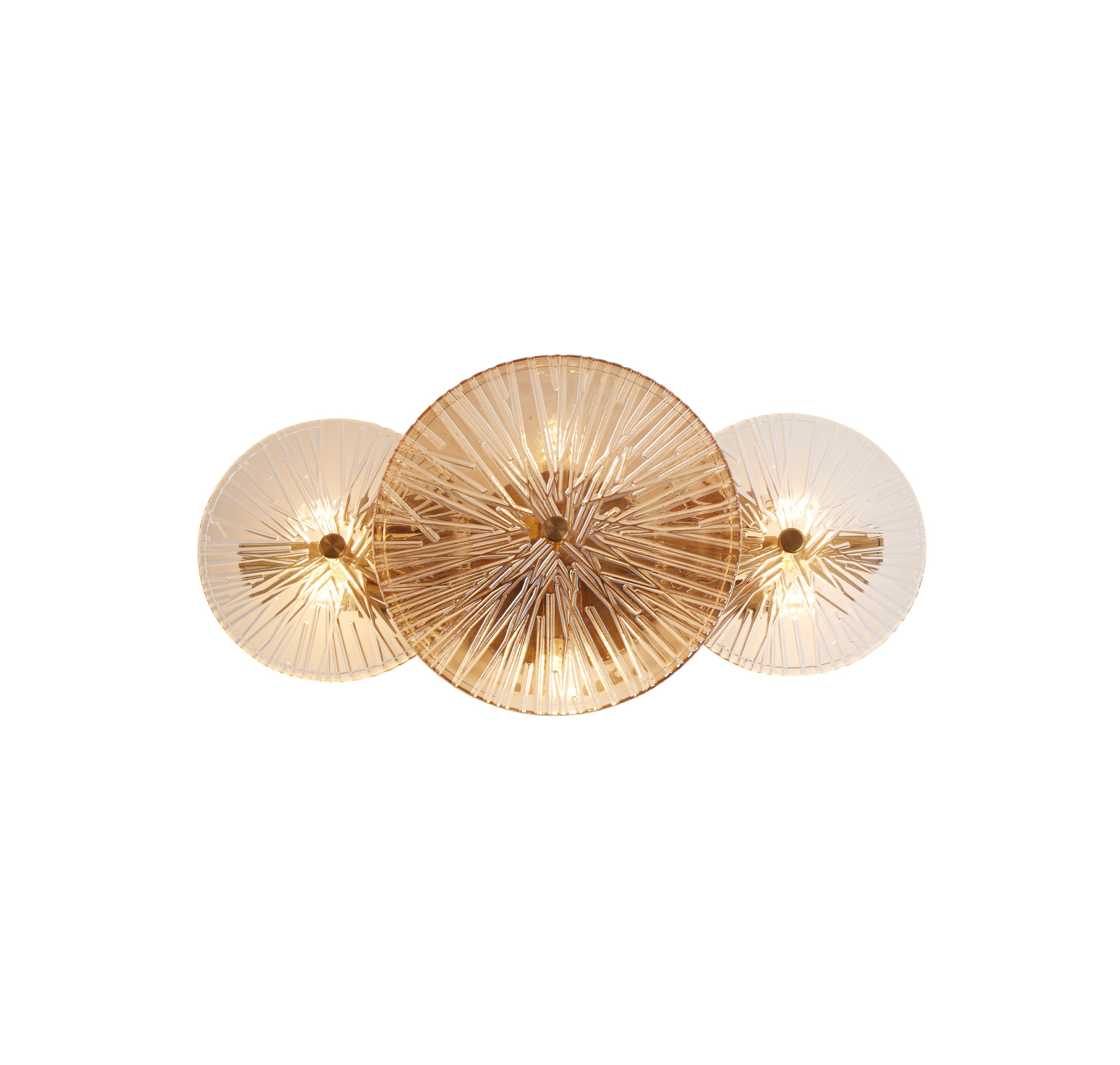 Searchlight Woodbine 6 Light Wall/Flush - Bronze, Clear & Amber Glass
