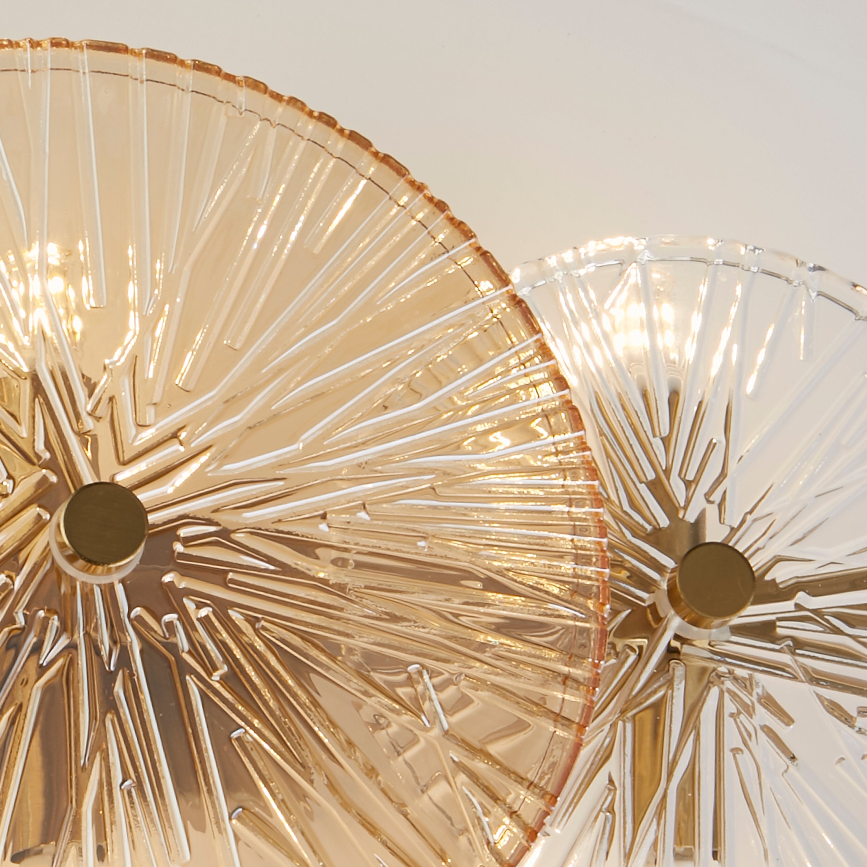 Searchlight Woodbine 6 Light Wall/Flush - Bronze, Clear & Amber Glass