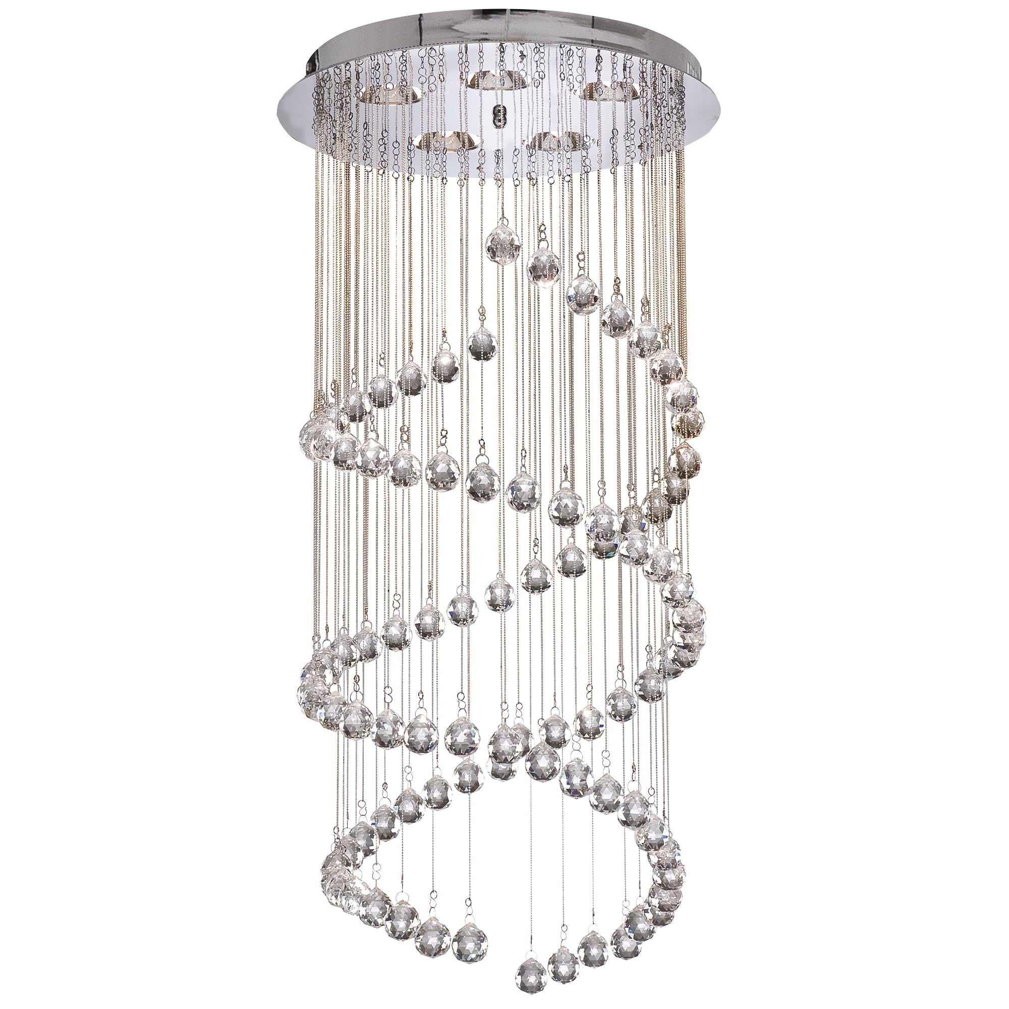 Searchlight Hallway 5 Light 80cm Multi-Drop Pendant - Chrome & Crystal Balls