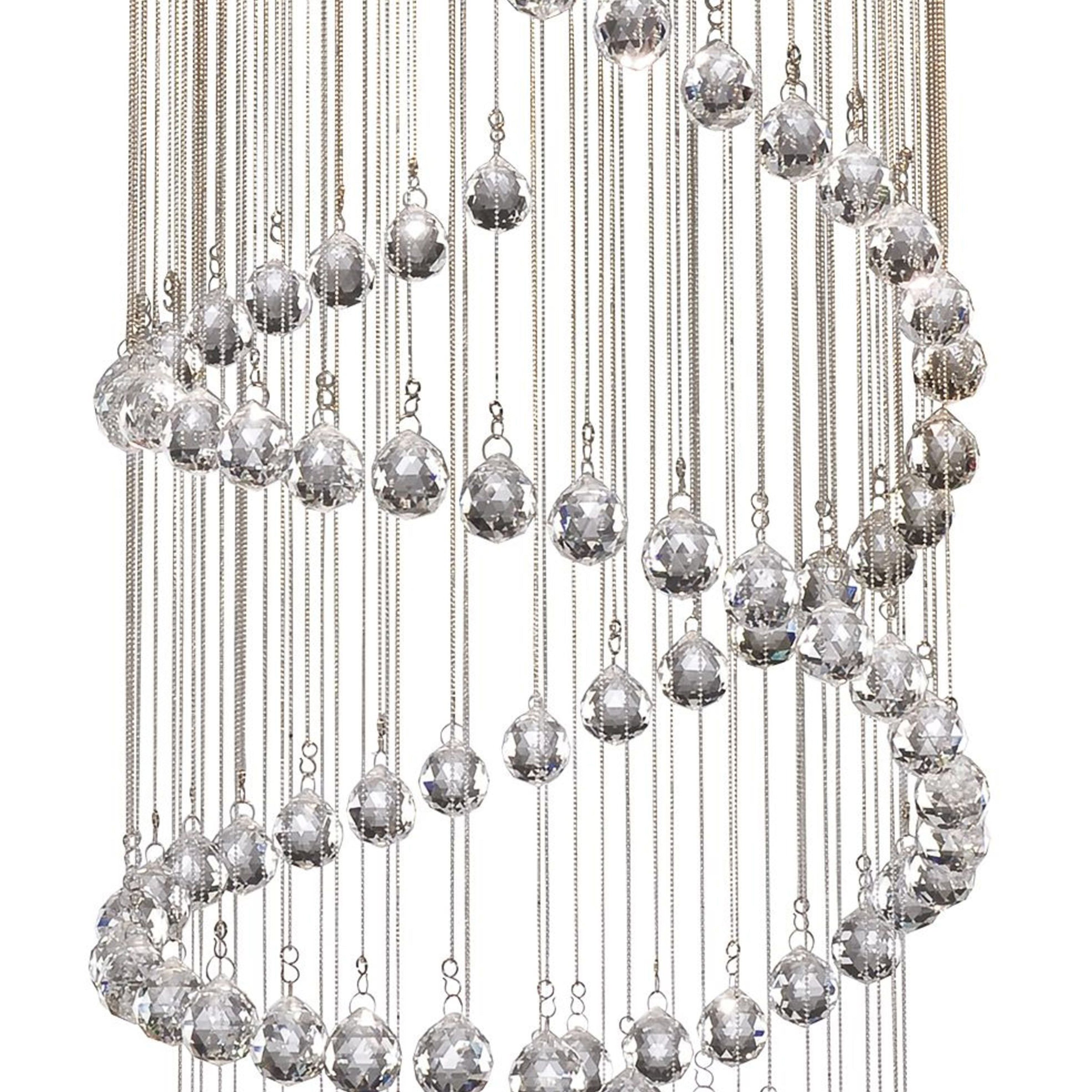 Searchlight Hallway 5 Light 80cm Multi-Drop Pendant - Chrome & Crystal Balls