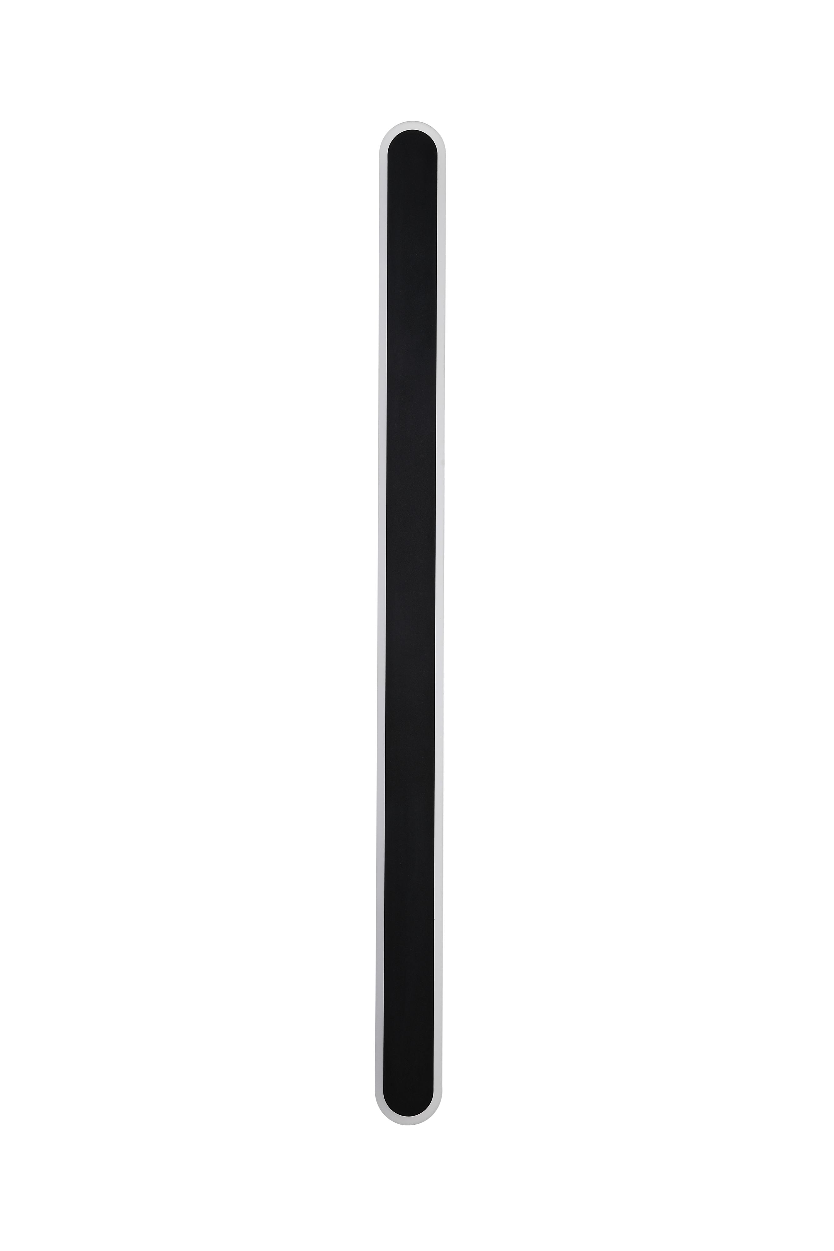 Searchlight Bordo 1200mm black LED outdoor wall light, unlit, studio shot showing the sand black finish and frosted acrylic diffuser