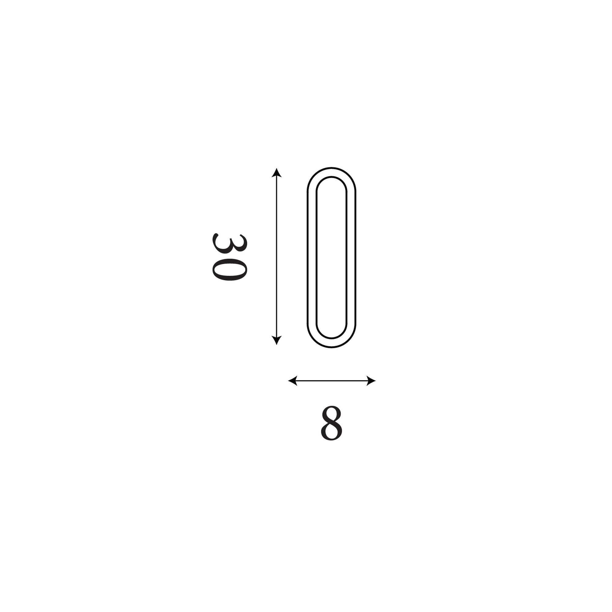 Line drawing showing the dimensions of the Bordo 300mm wall light, 30cm high by 8cm wide