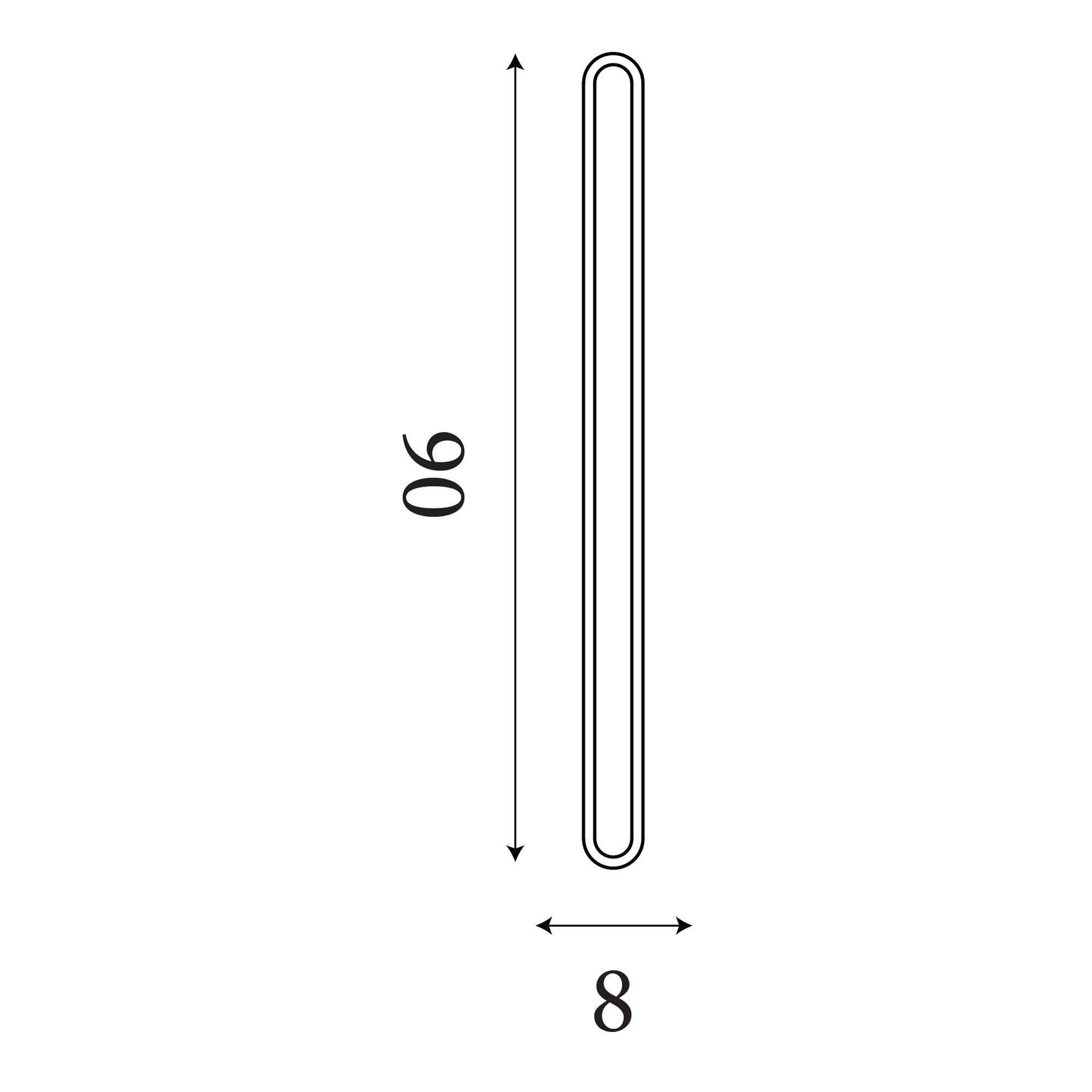 Line drawing of the Bordo LED outdoor wall light showing dimensions of 90cm height and 8cm width