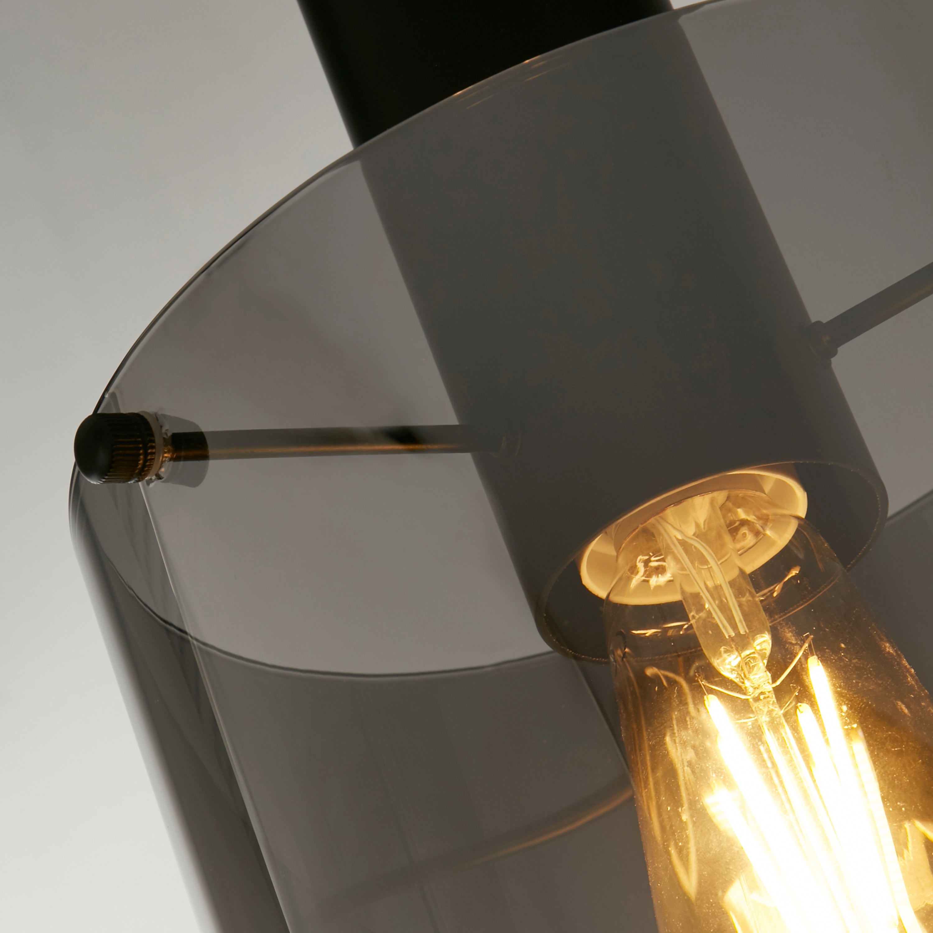 Searchlight Stirling Pendant - Matt Black & Smoked Ombre Glass