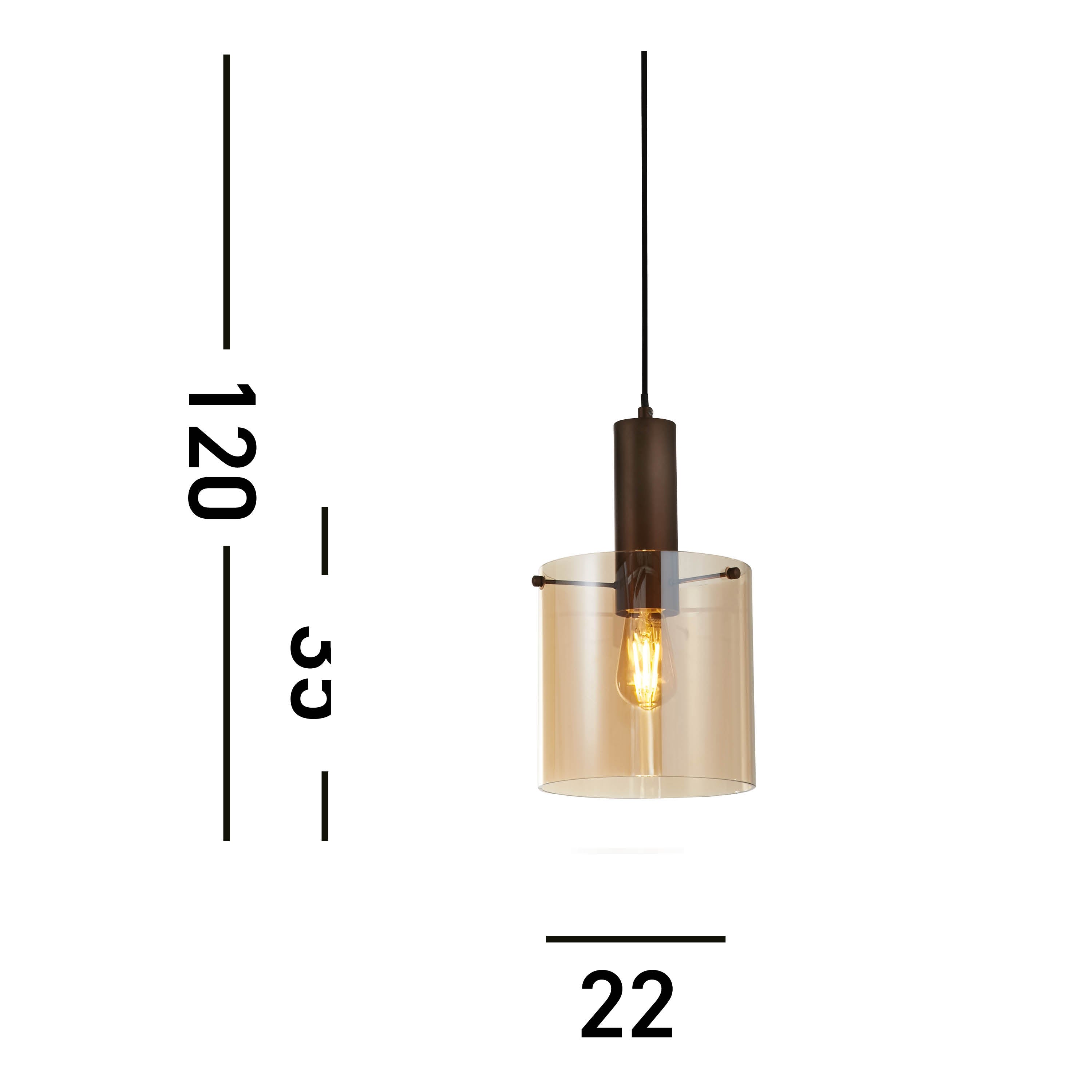 Searchlight Stirling Pendant - Mocha & Amber Glass