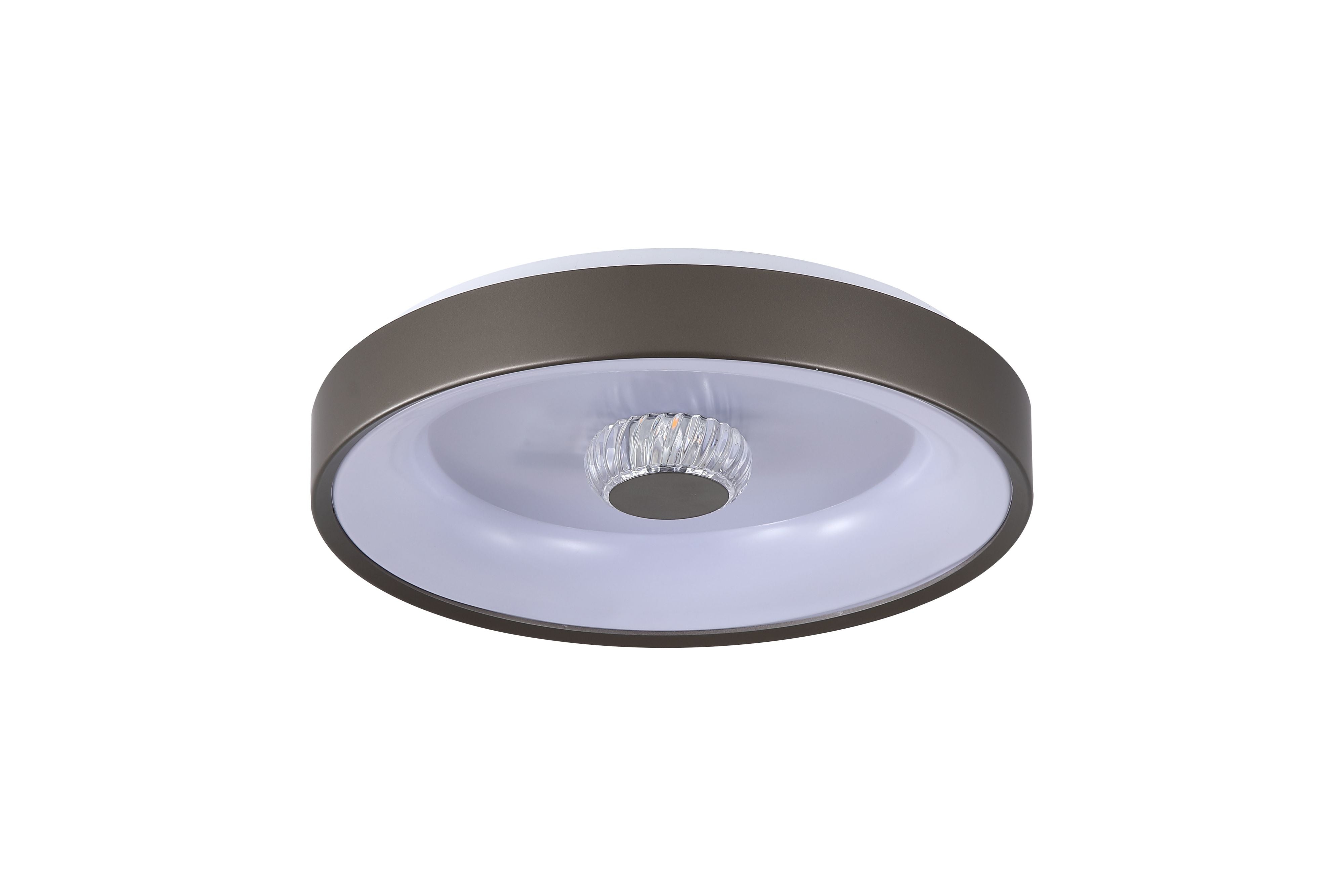 Searchlight Polka LED flush ceiling light in latte, straight on studio shot showing the ring shaped diffuser and central light source