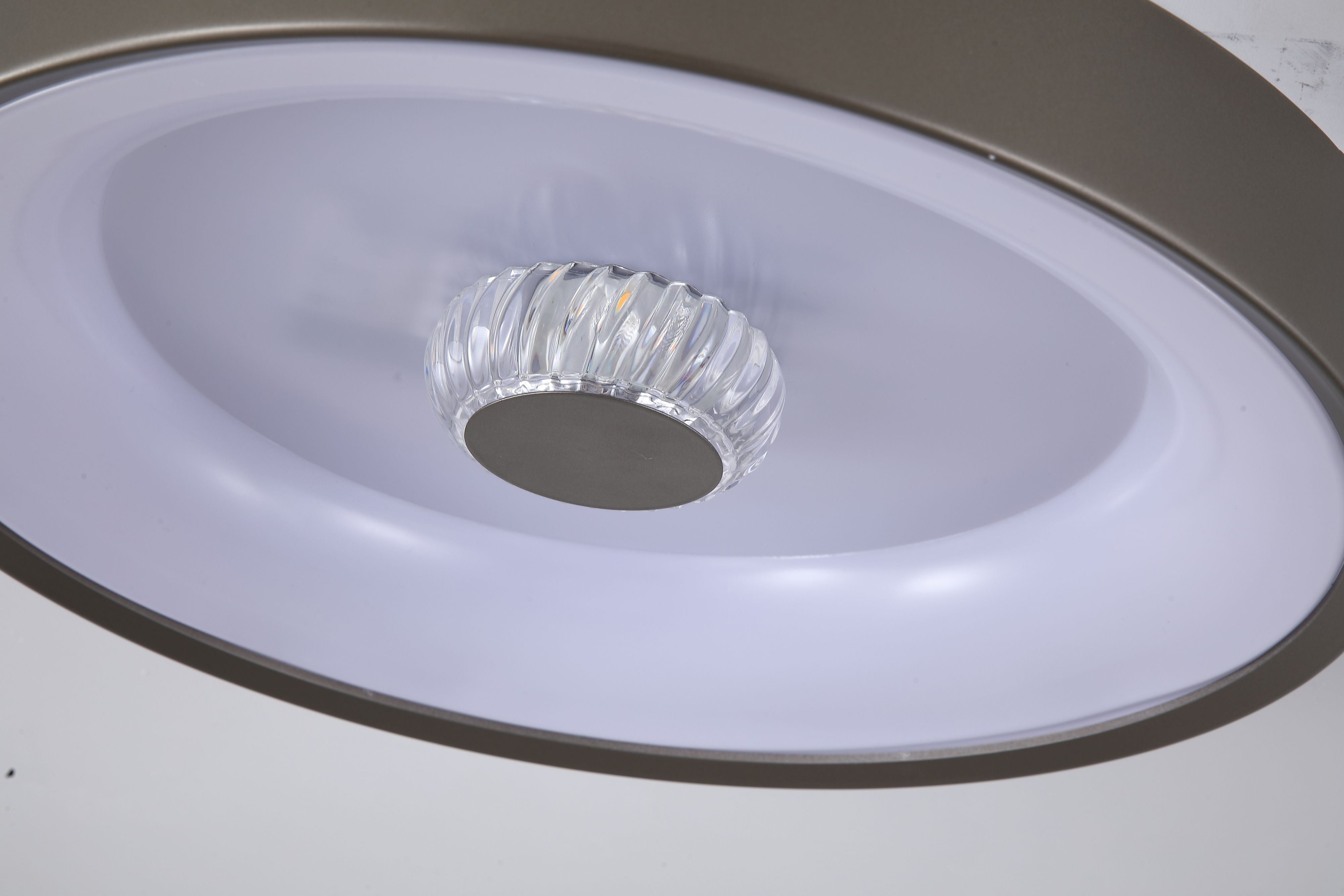 Close up of the Polka flush ceiling light centre, showing the faceted glass style lens and latte coloured frame