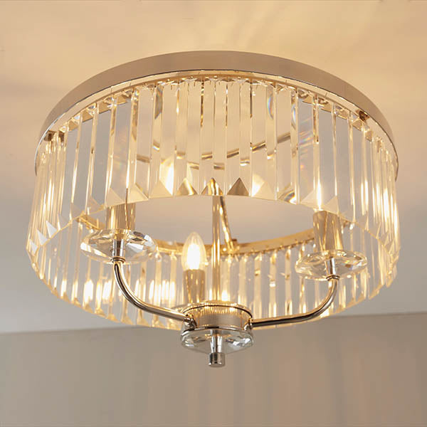 Utopia Martini 3 Light Semi Flush Fitting - Bright Nickel And Clear Glass - 45cm Diameter