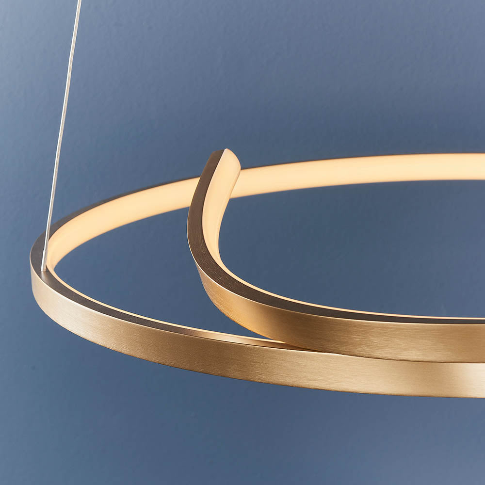 Endon Rafe Single Light Pendant - Brushed Gold Plated Finish & White Silicone