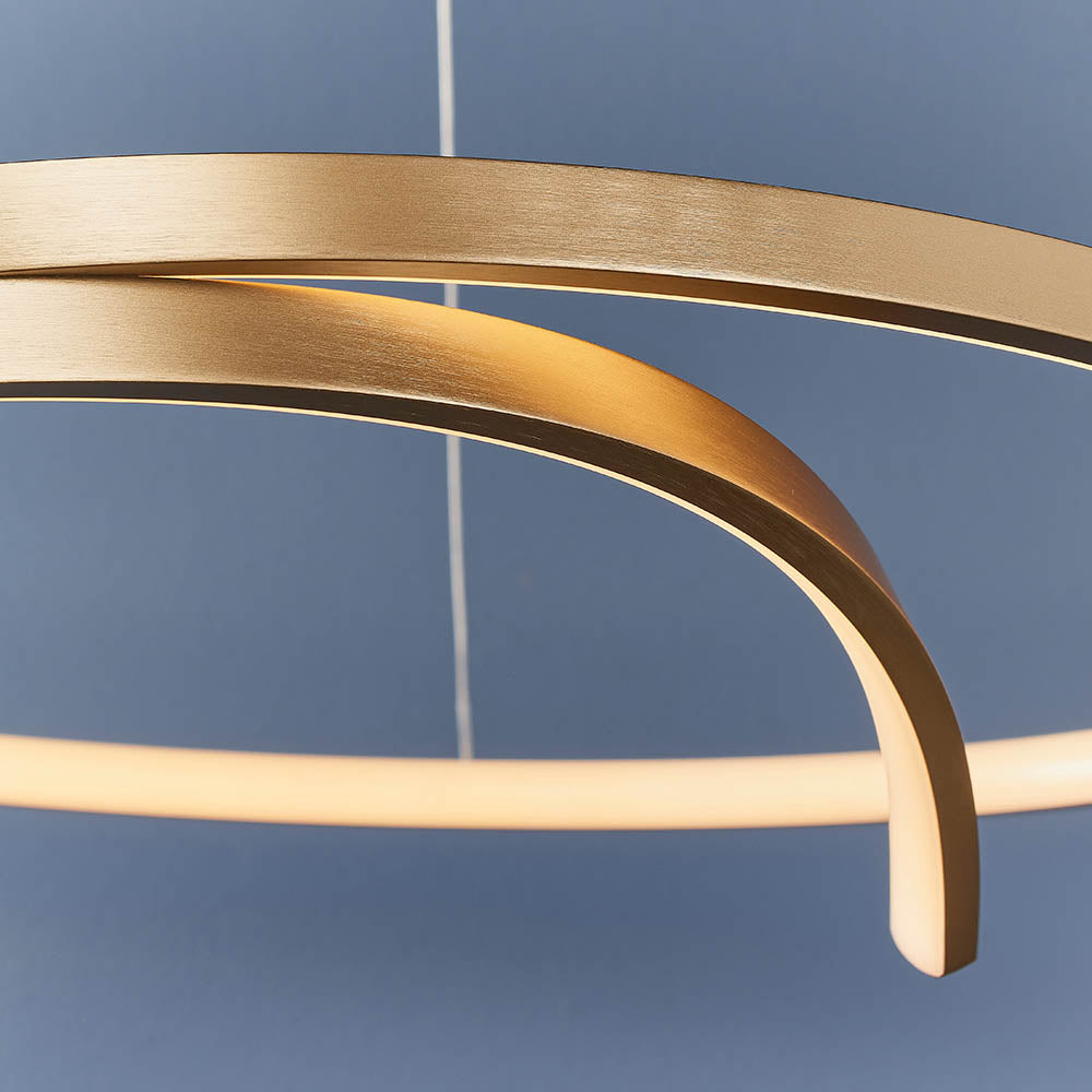 Endon Rafe Single Light Pendant - Brushed Gold Plated Finish & White Silicone