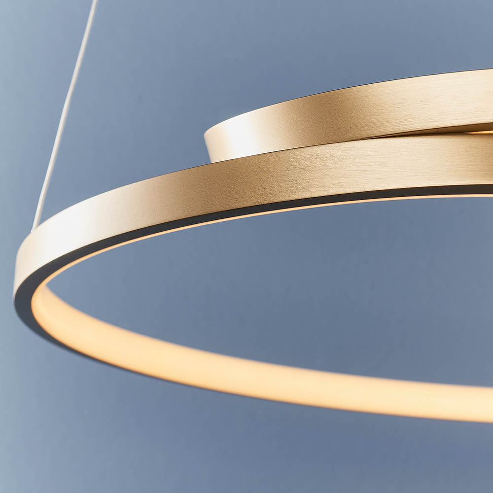 Endon Rafe Single Light Pendant - Brushed Gold Plated Finish & White Silicone