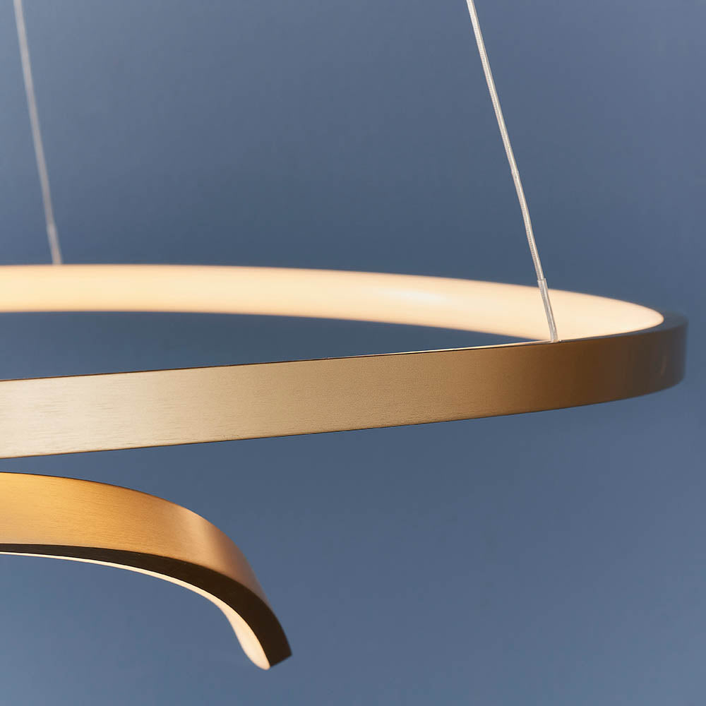 Endon Rafe Single Light Pendant - Brushed Gold Plated Finish & White Silicone