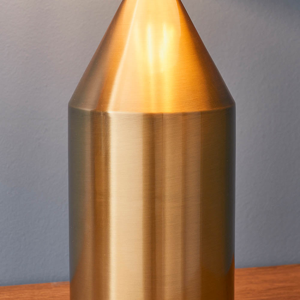 Endon Nova Single Light Table Lamp - Antique Brass Plate & Gloss White