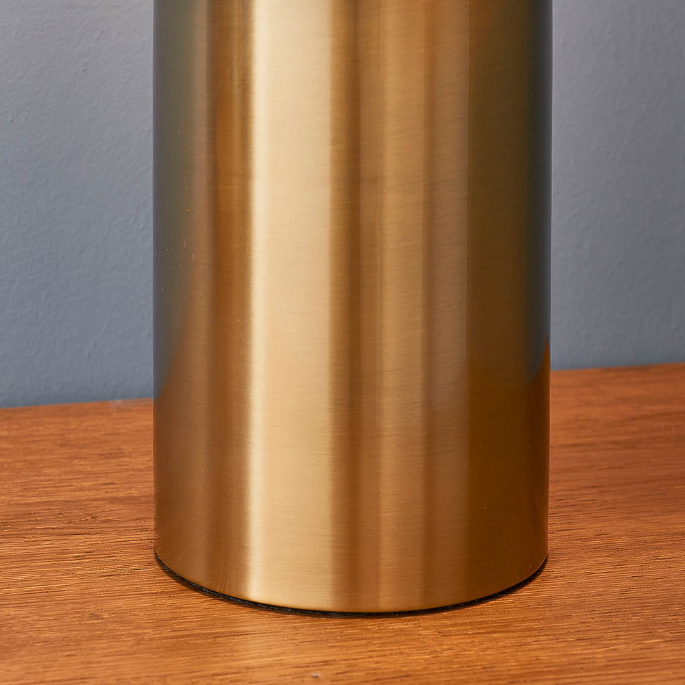 Endon Nova Single Light Table Lamp - Antique Brass Plate & Gloss White