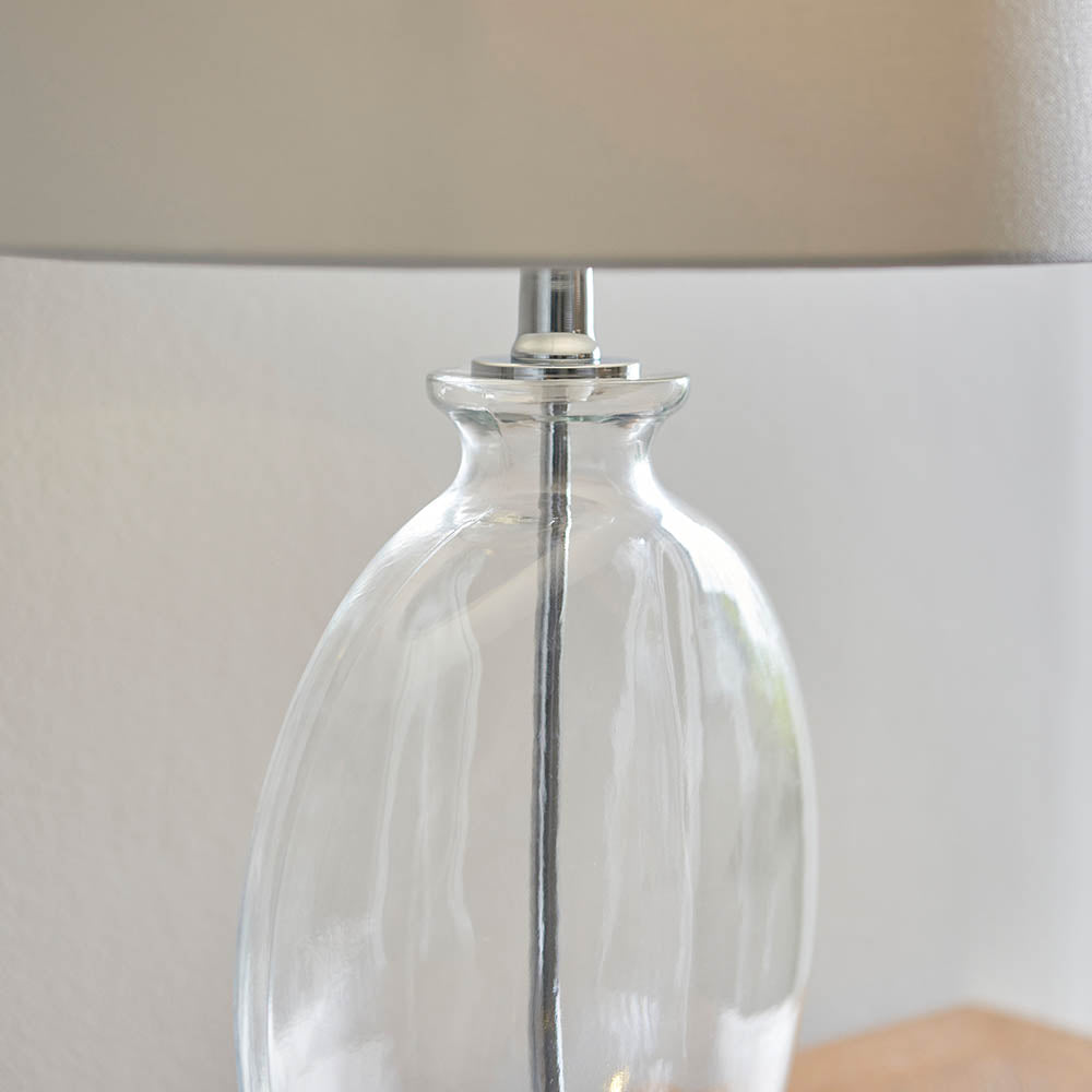 Endon Gideon Single Light Table Lamp - Clear Glass & Nickel Plate