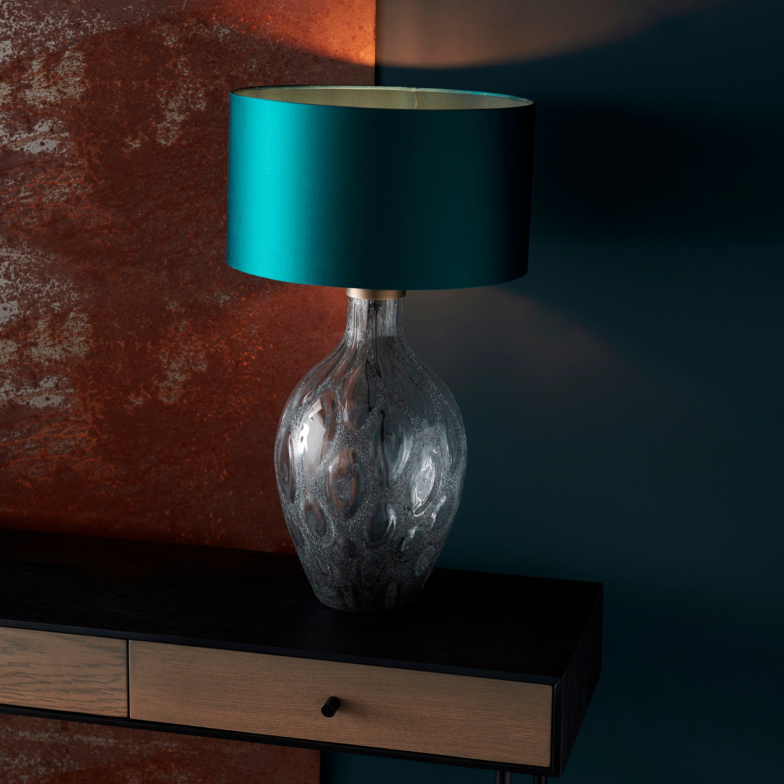 Endon Hurley Table Lamp - Charcoal Glass - Base Only - 51cm Tall