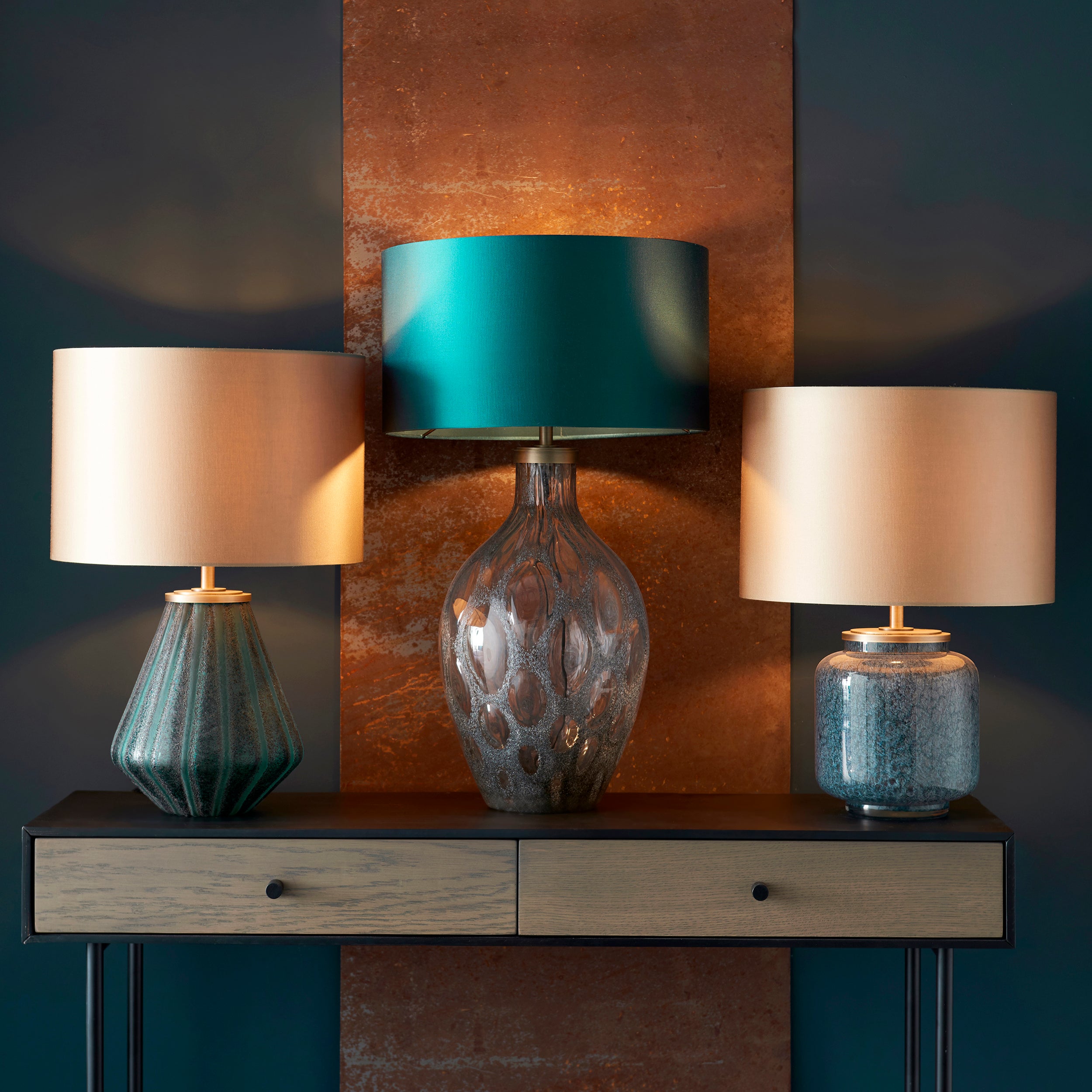 Endon Hurley Table Lamp - Charcoal Glass - Base Only - 51cm Tall